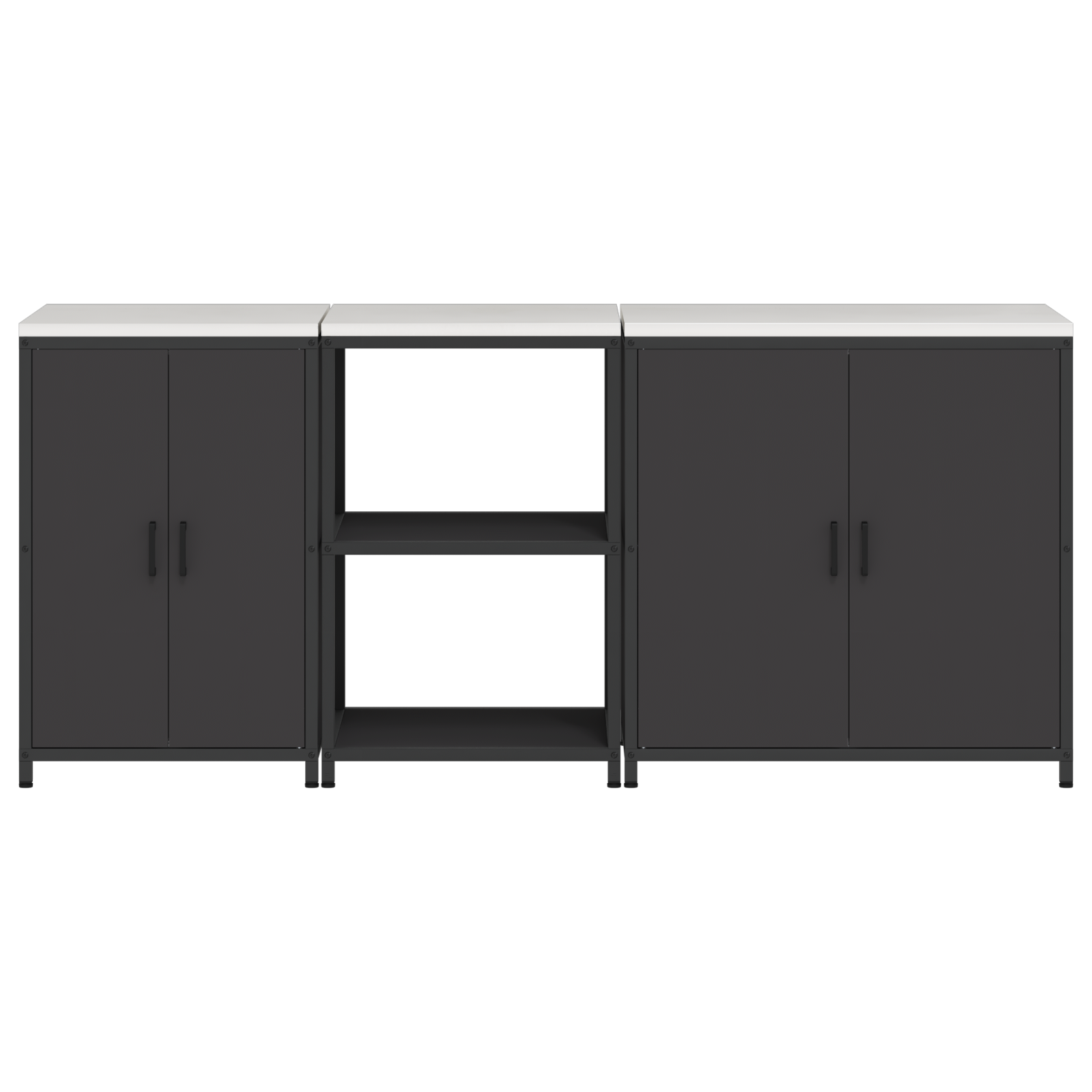 Kjøkkenoppbevaringssett med hylle 3 pcs Svart 210 x 50 x 92 cm