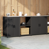 Kjøkkenoppbevaringssett med hylle 3 pcs Svart 210 x 50 x 92 cm