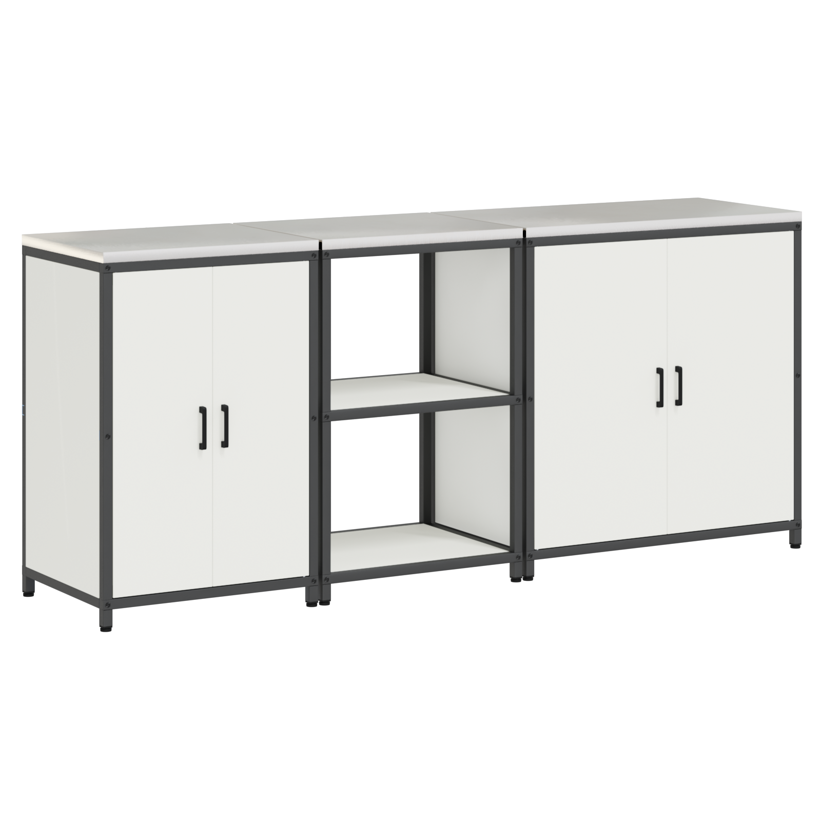 Kjøkkenoppbevaringssett med hylle 3 pcs Hvit 210 x 50 x 92 cm