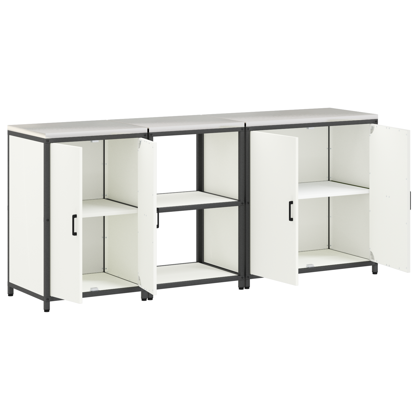 Kjøkkenoppbevaringssett med hylle 3 pcs Hvit 210 x 50 x 92 cm