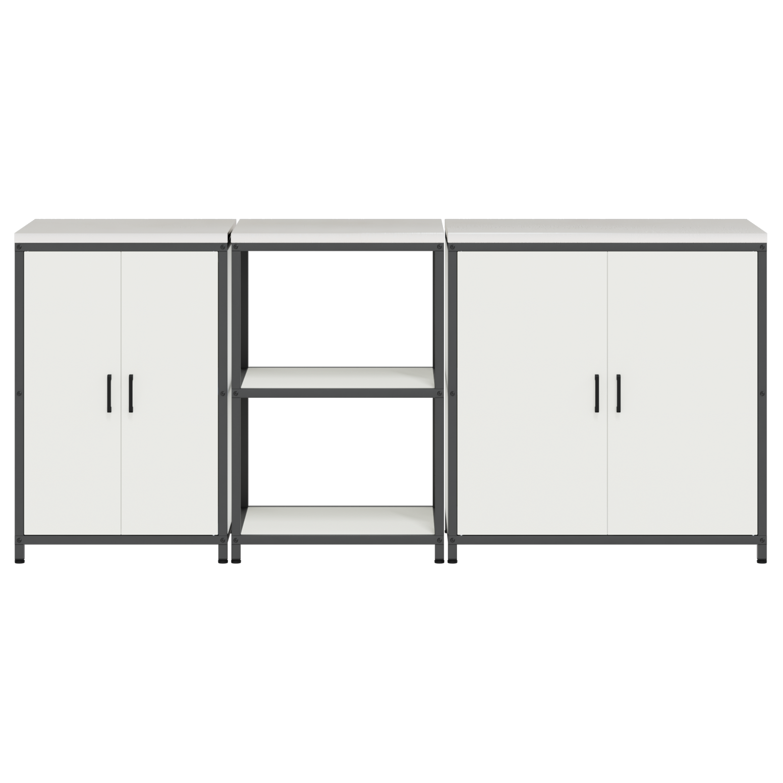 Kjøkkenoppbevaringssett med hylle 3 pcs Hvit 210 x 50 x 92 cm