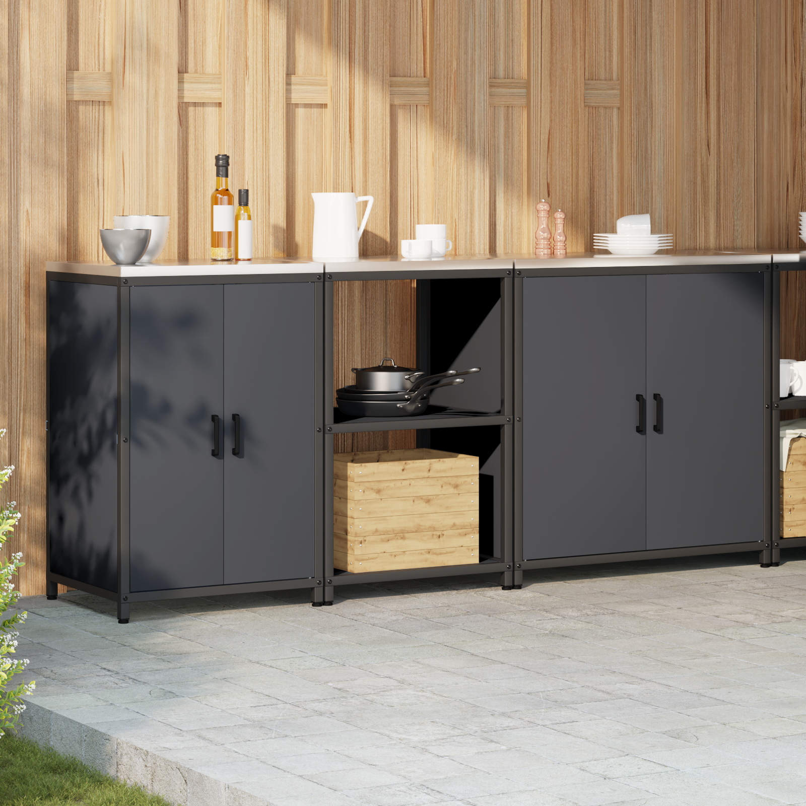 Kjøkkenoppbevaringssett Annet 3 pcs Antrasitt 210 x 50 x 92 cm