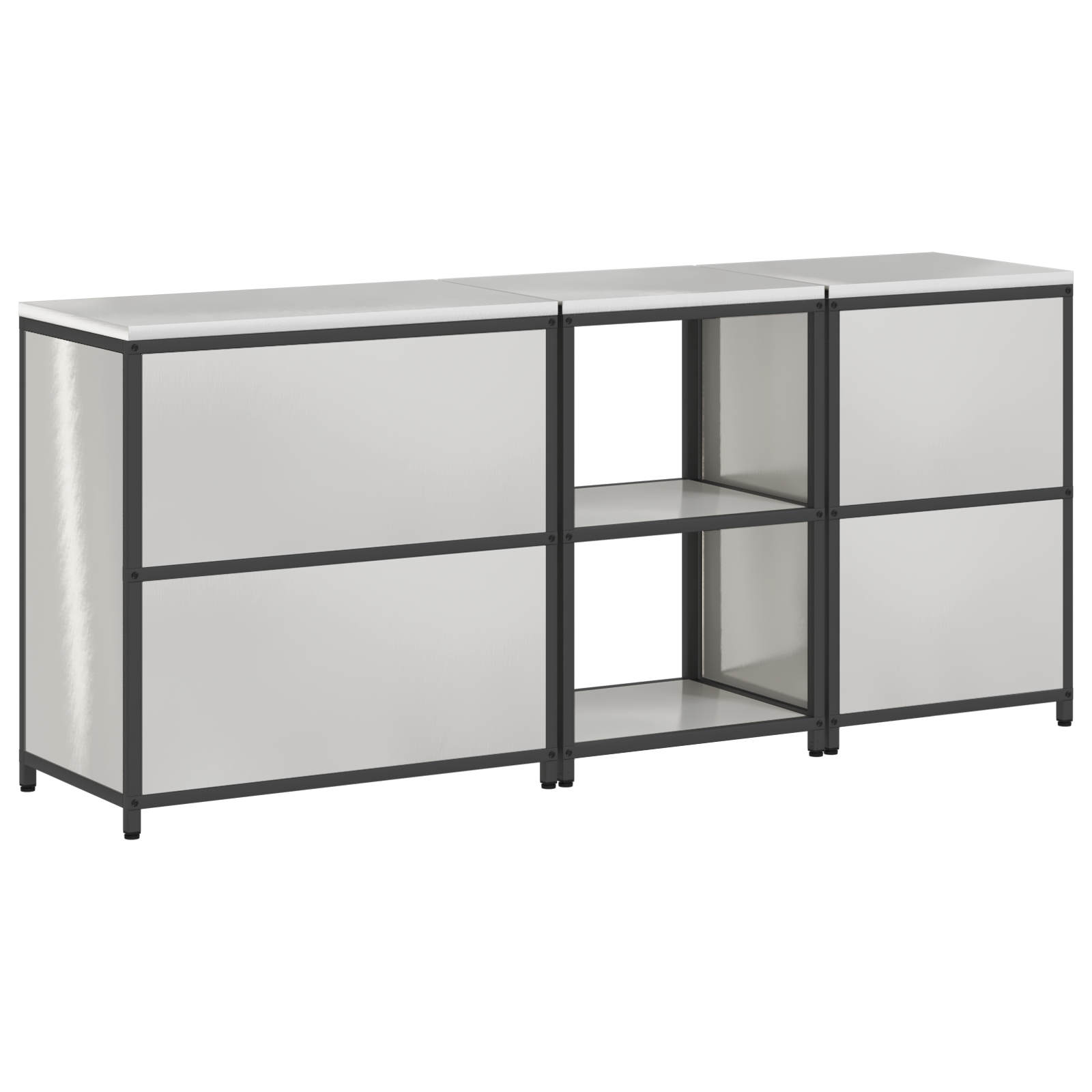 Kjøkkenoppbevaringssett med hylle 3 pcs Sølv 210 x 50 x 92 cm