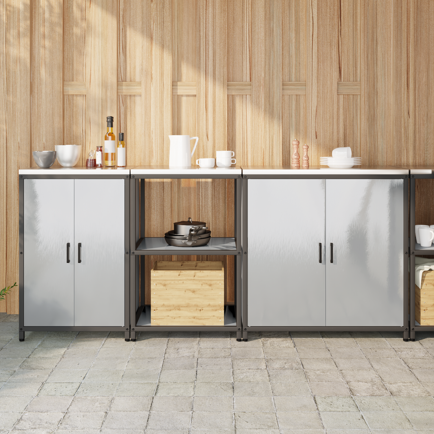 Kjøkkenoppbevaringssett HATTEM 3 pcs Sølv Rustfritt stål