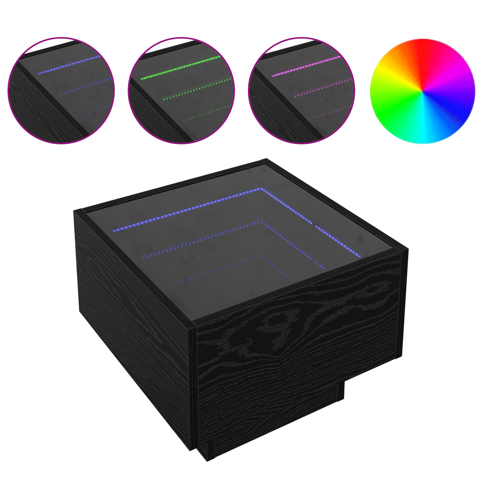 Oppbevaringsskap Svart eik 40 x 40 x 30 cm Ingeniørtre og Glass