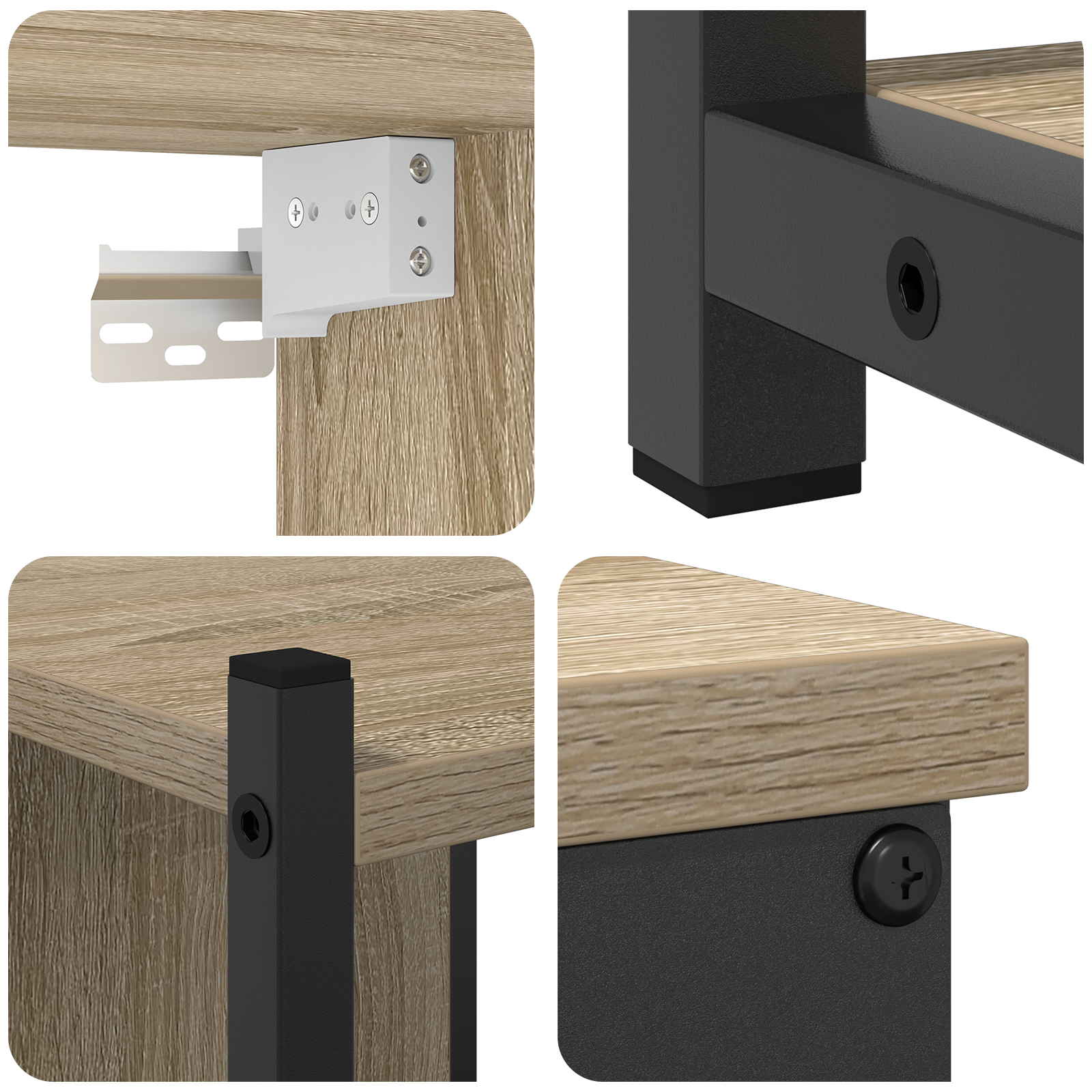 Baderomsinnredningssett med hylle 4 pcs Sonoma eik Medium