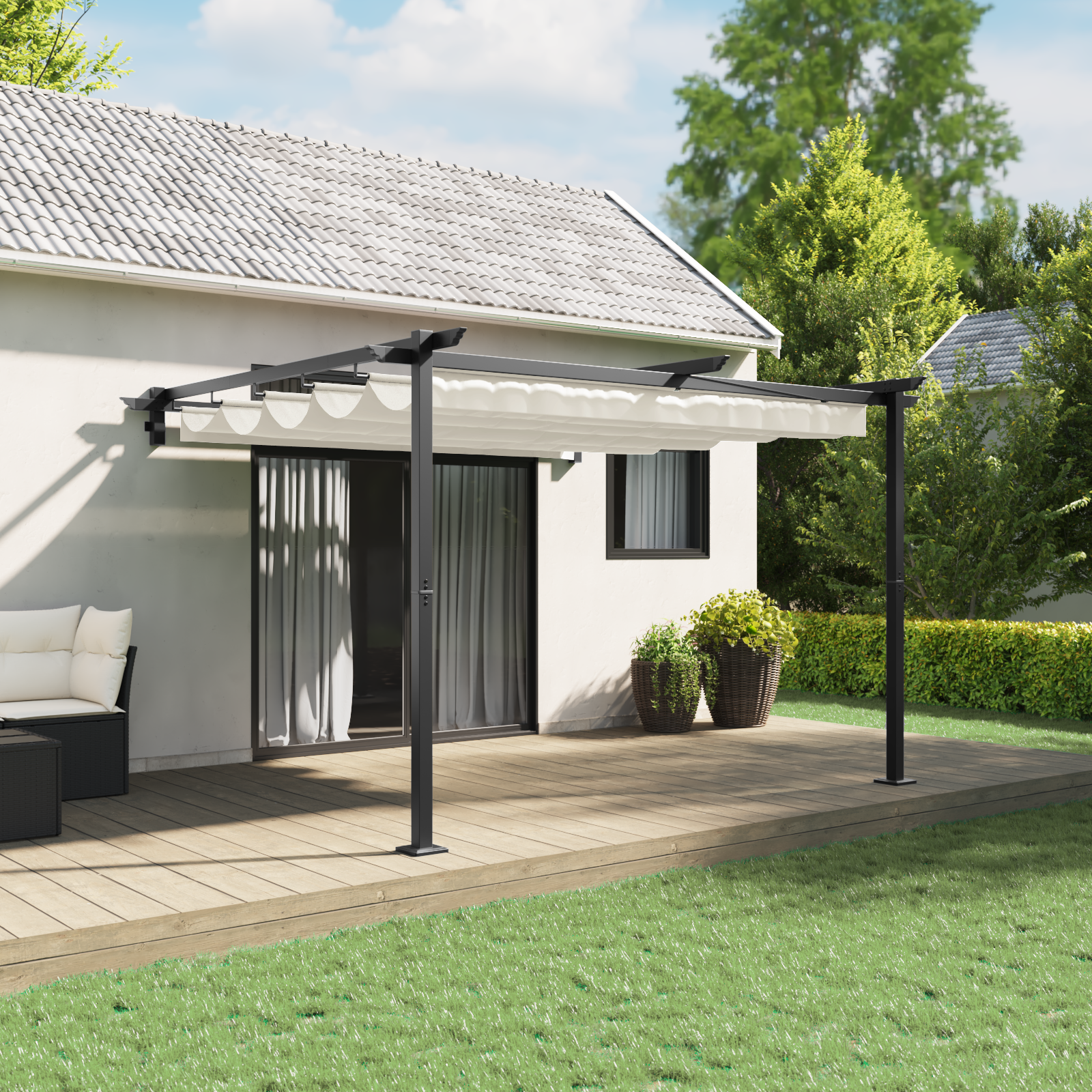 Veggmontert Paviljong Krem Stål