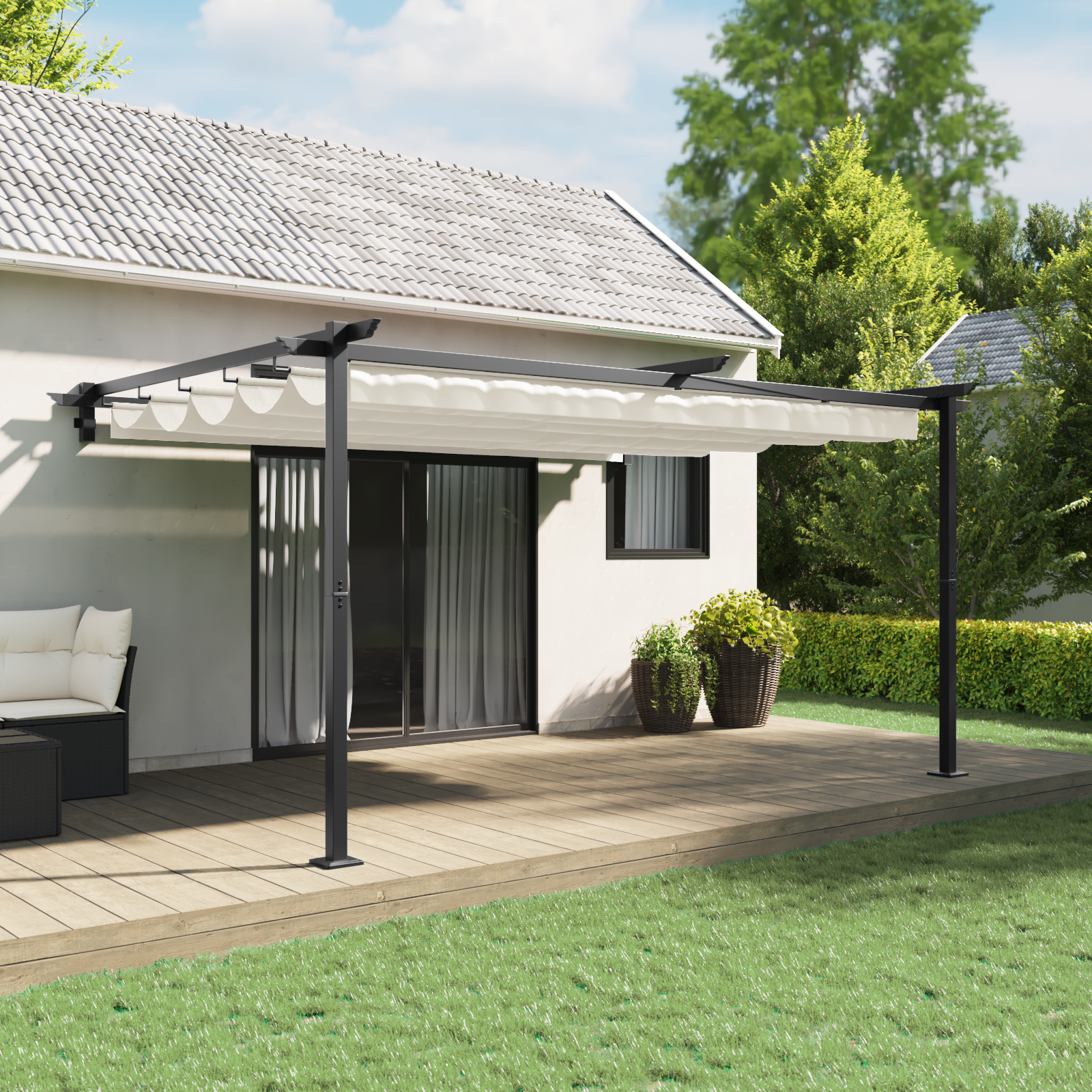 Veggmontert Paviljong Krem Stål