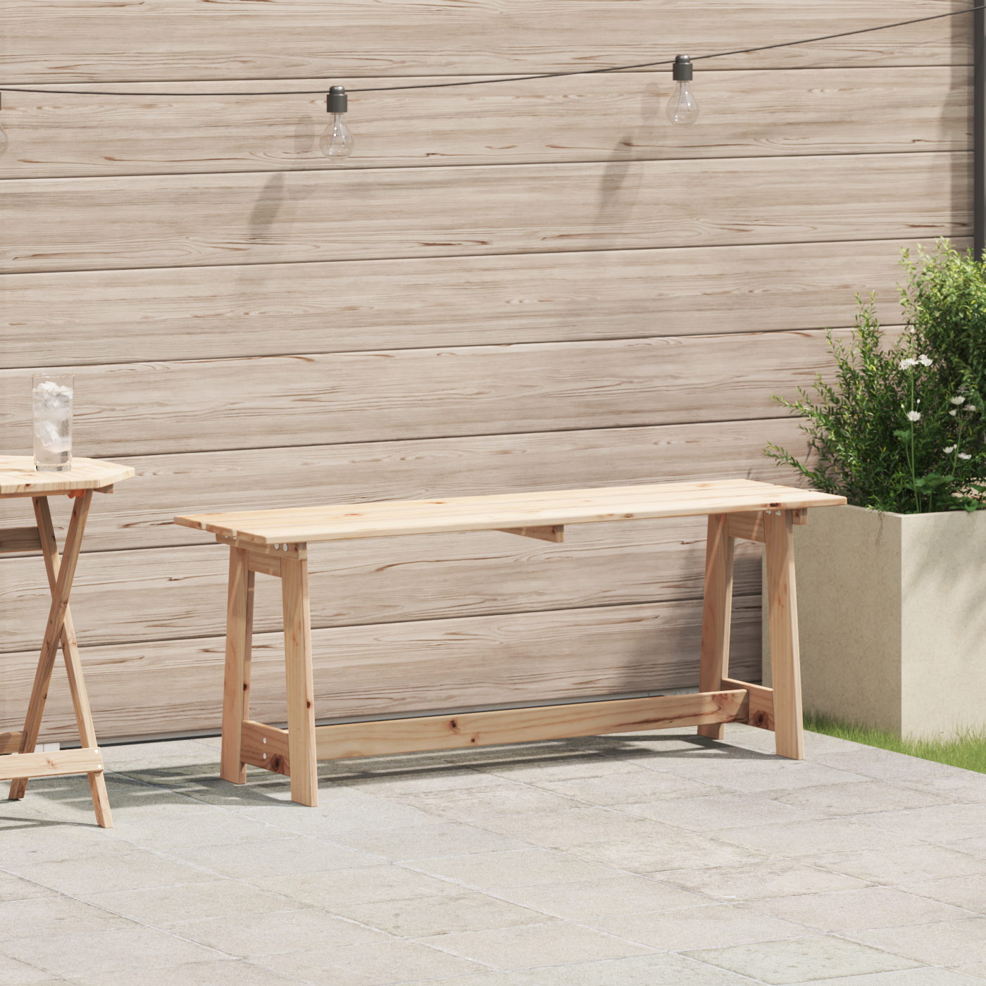 Utendørs benk Naturlig 119 x 37 x 47 cm Massiv Furu