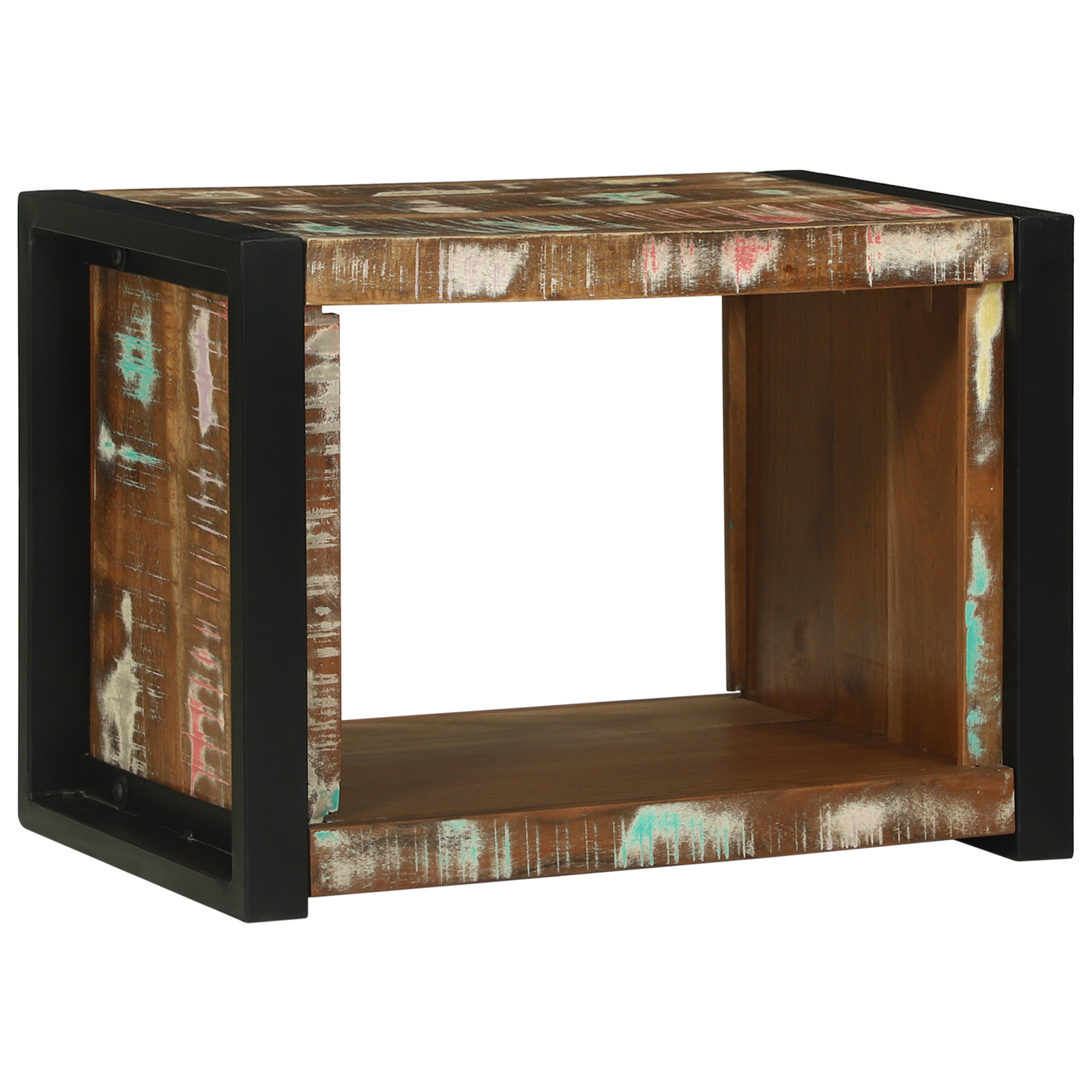 Veggkube med hylle Brun 55 x 35 x 40 cm Massivt gjenvunnet tre