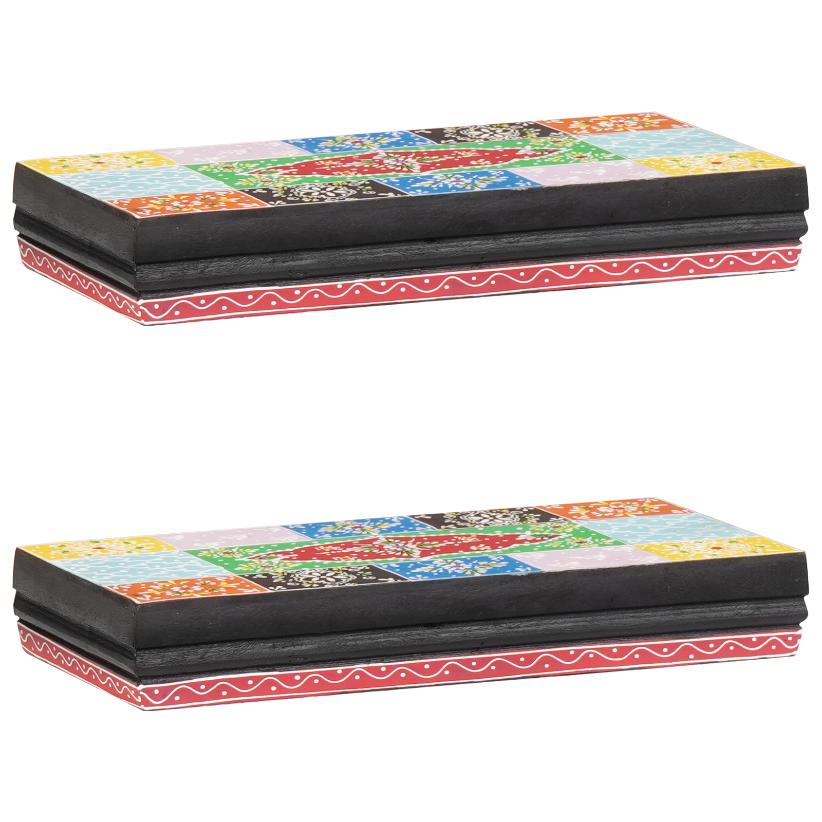 Vegghyller 2 pcs Flerfarget 40 x 20 x 6 cm Massivt mangotre
