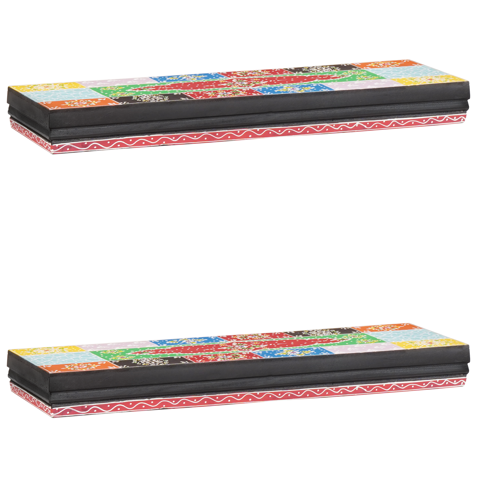 Vegghyller 2 pcs Flerfarget 60 x 20 x 6 cm Massivt mangotre