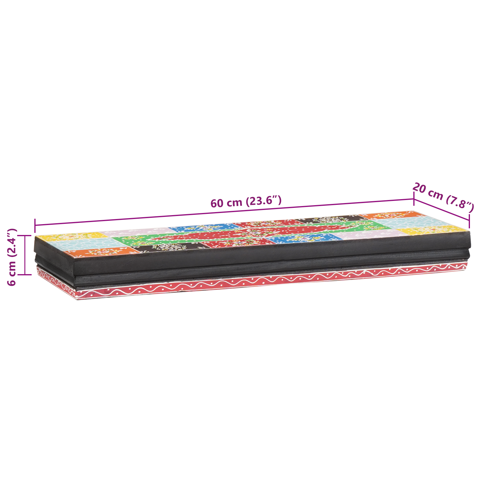 Vegghyller 2 pcs Flerfarget 60 x 20 x 6 cm Massivt mangotre