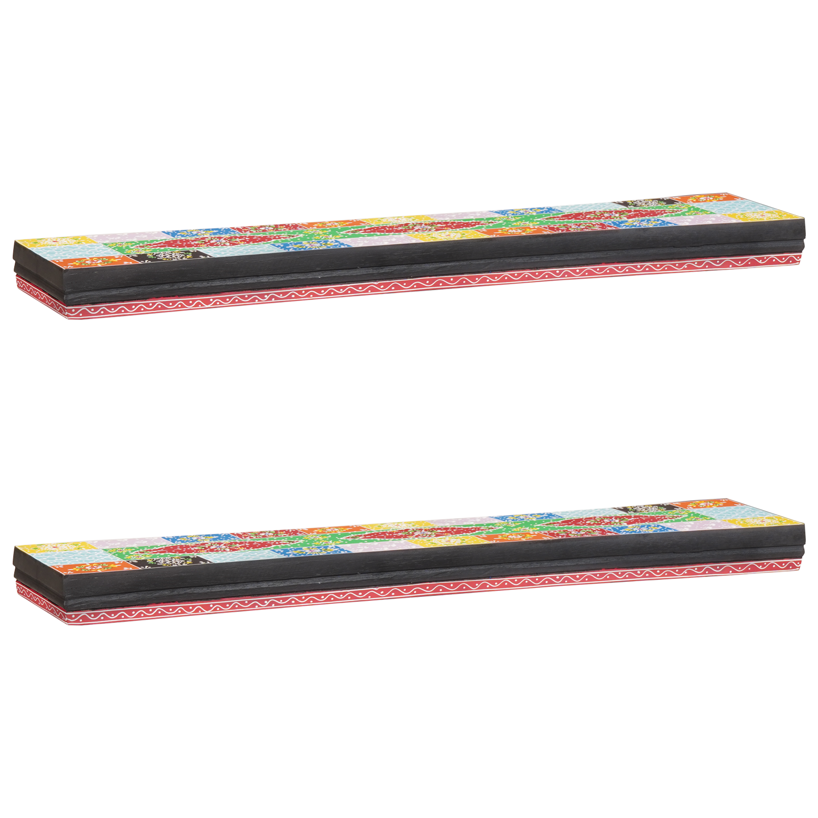 Vegghyller 2 pcs Flerfarget 100 x 20 x 6 cm Massivt mangotre