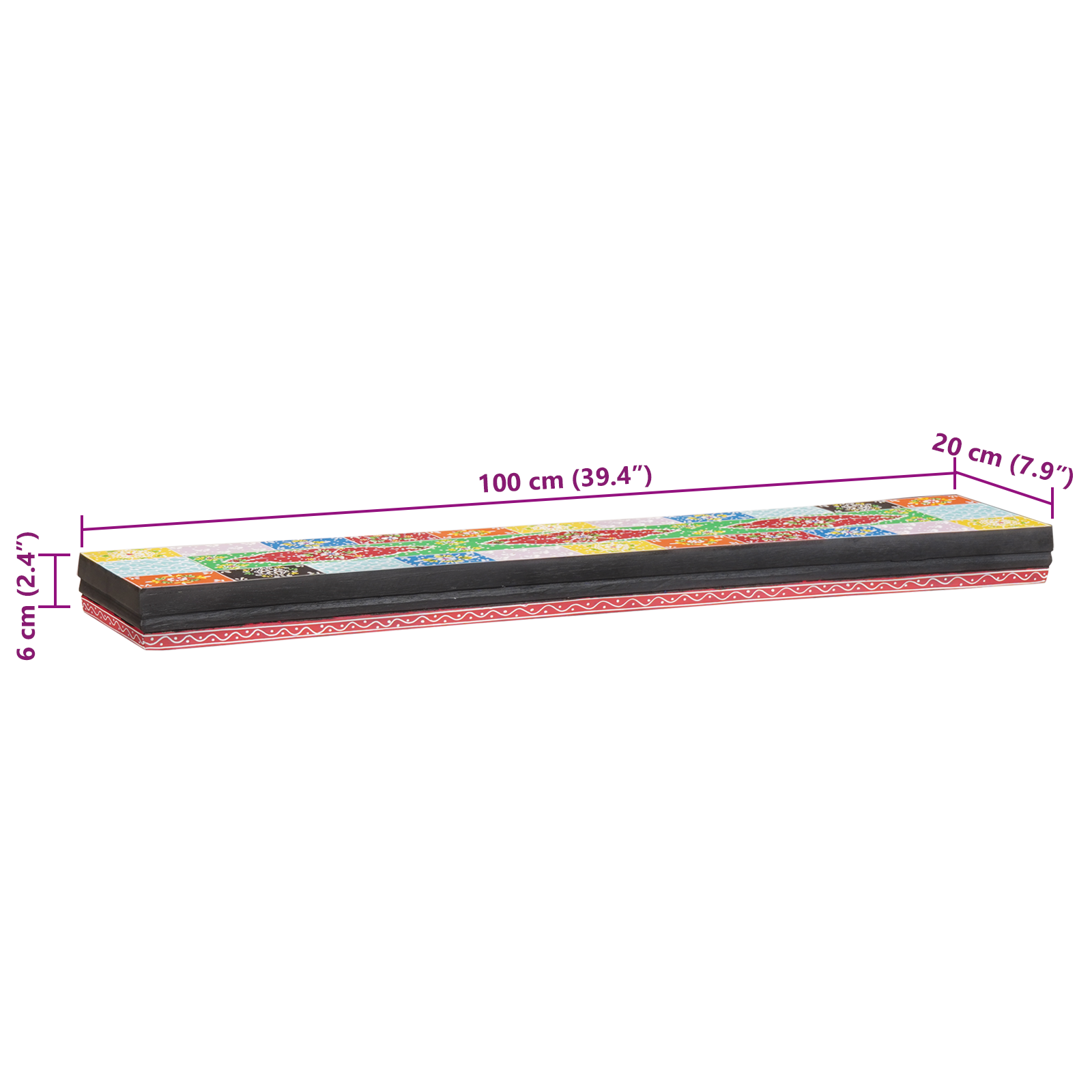 Vegghyller 2 pcs Flerfarget 100 x 20 x 6 cm Massivt mangotre