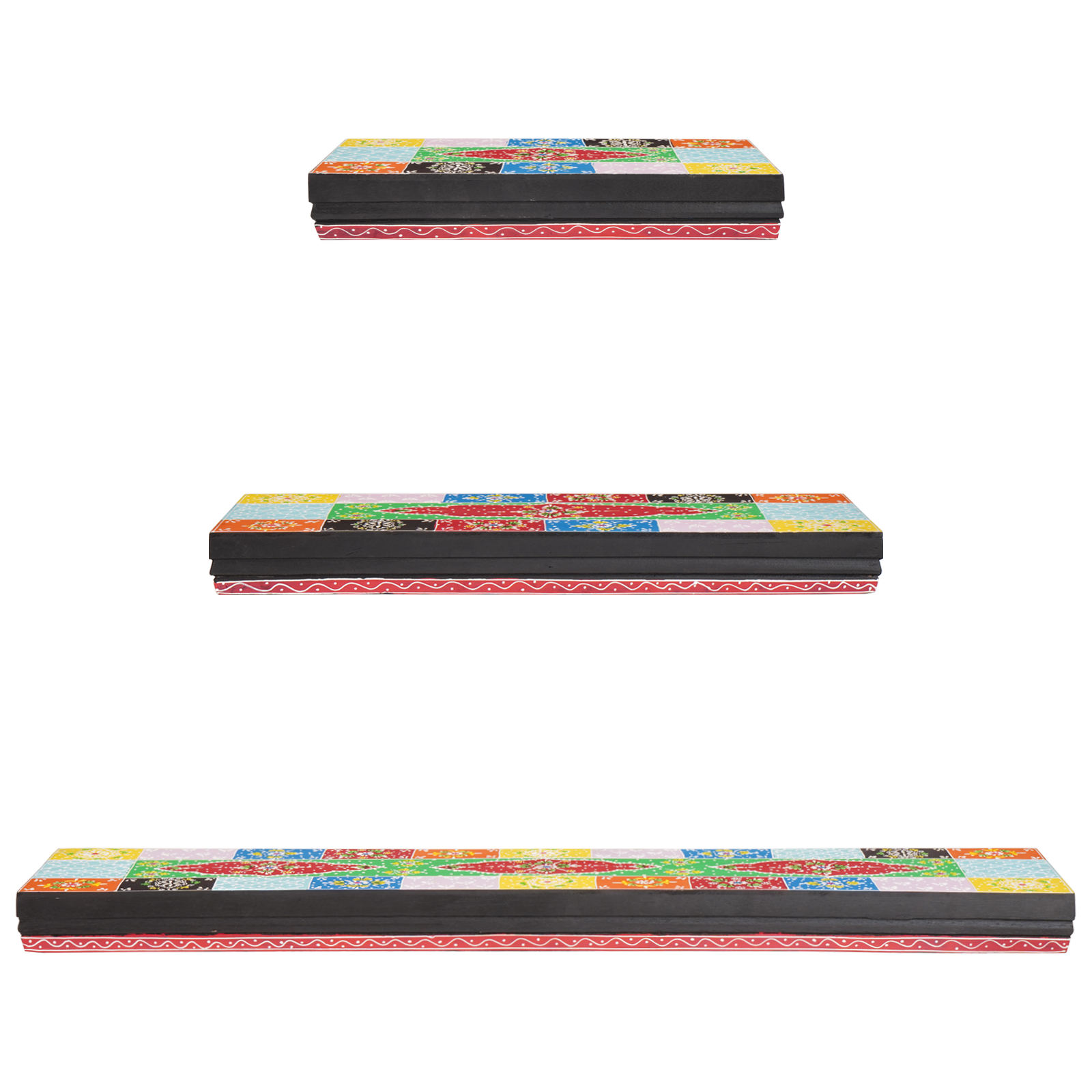 Vegghyller 3 pcs Flerfarget 100 x 20 x 6 cm Massivt mangotre