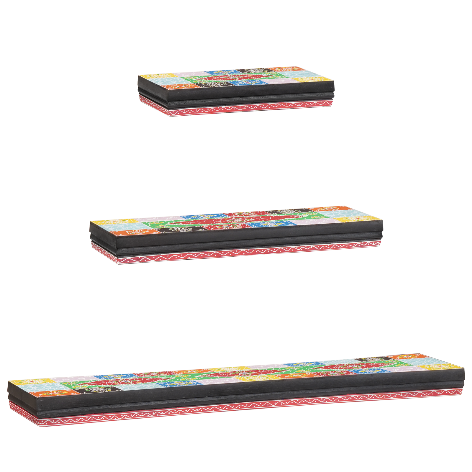 Vegghyller 3 pcs Flerfarget 100 x 20 x 6 cm Massivt mangotre