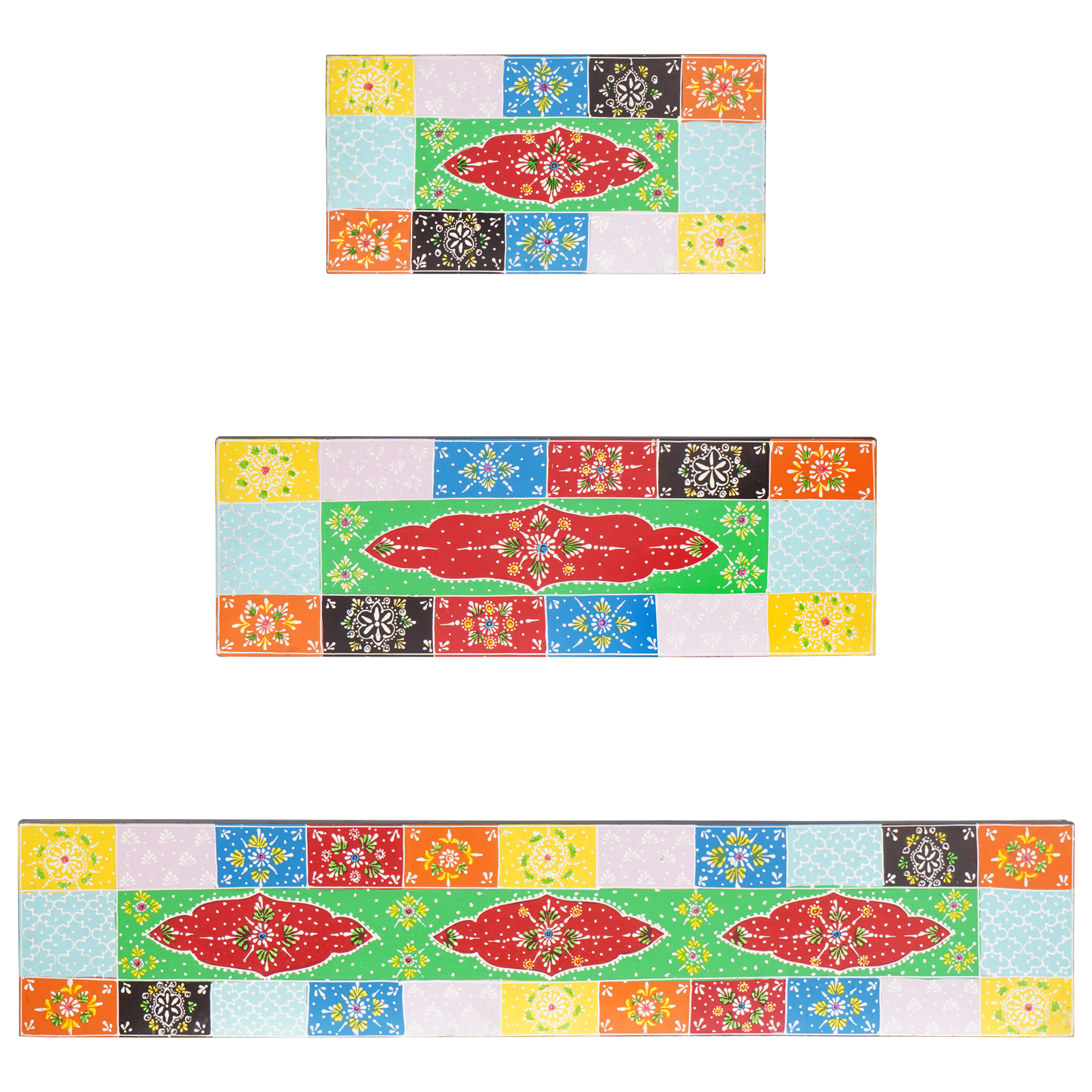 Vegghyller 3 pcs Flerfarget 100 x 20 x 6 cm Massivt mangotre