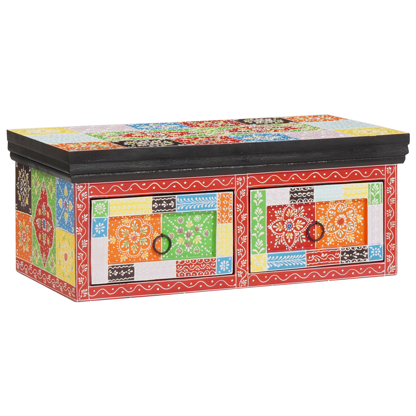 TV-skap med skuff Flerfarget 60 x 30 x 24 cm Massivt mangotre