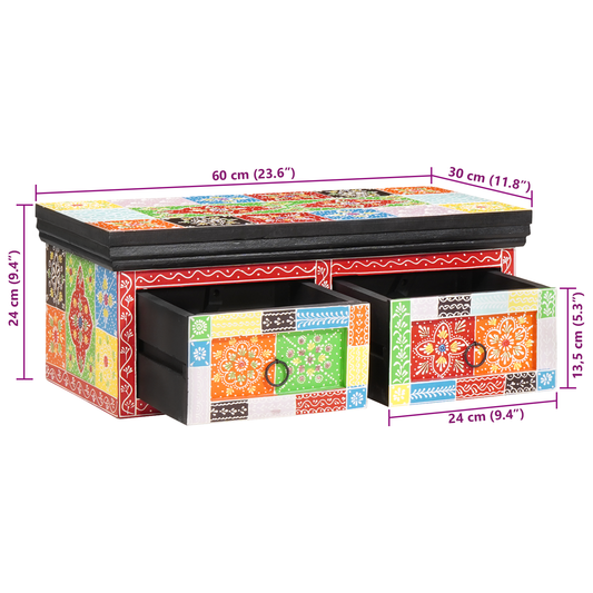 TV-skap med skuff Flerfarget 60 x 30 x 24 cm Massivt mangotre