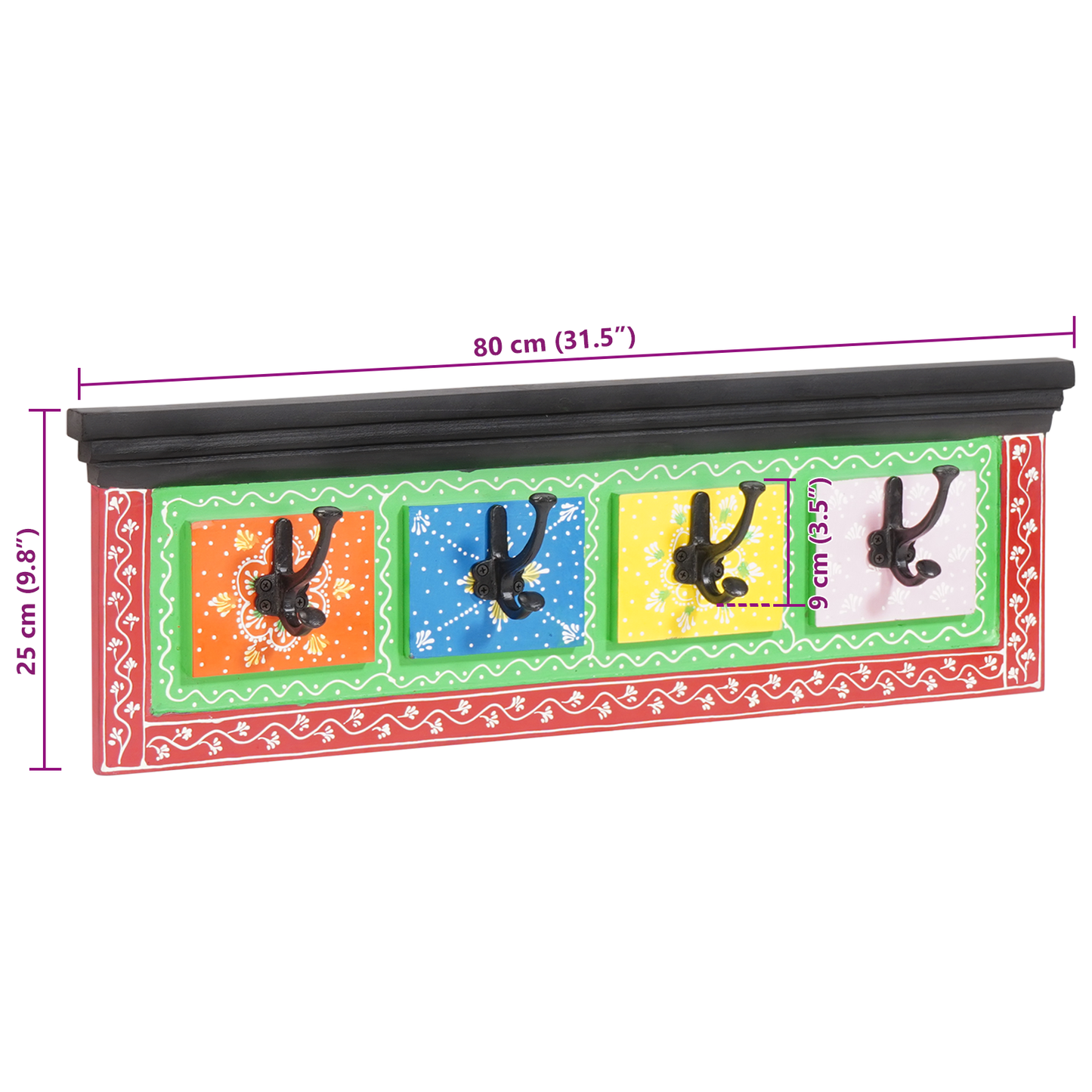 Kleshenger Svart 80 x 25 x 2 cm Massiv mango tre