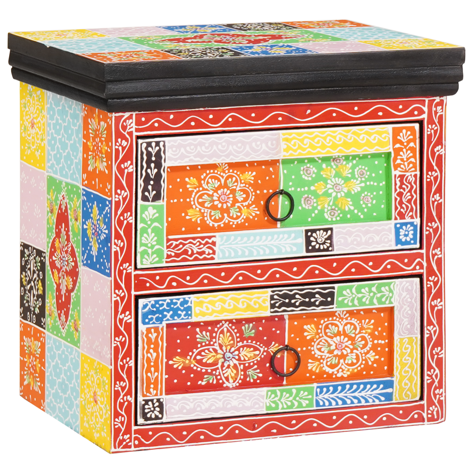 Nattbordskap Flerfarget 40 x 30 x 40 cm Massivt mangotre