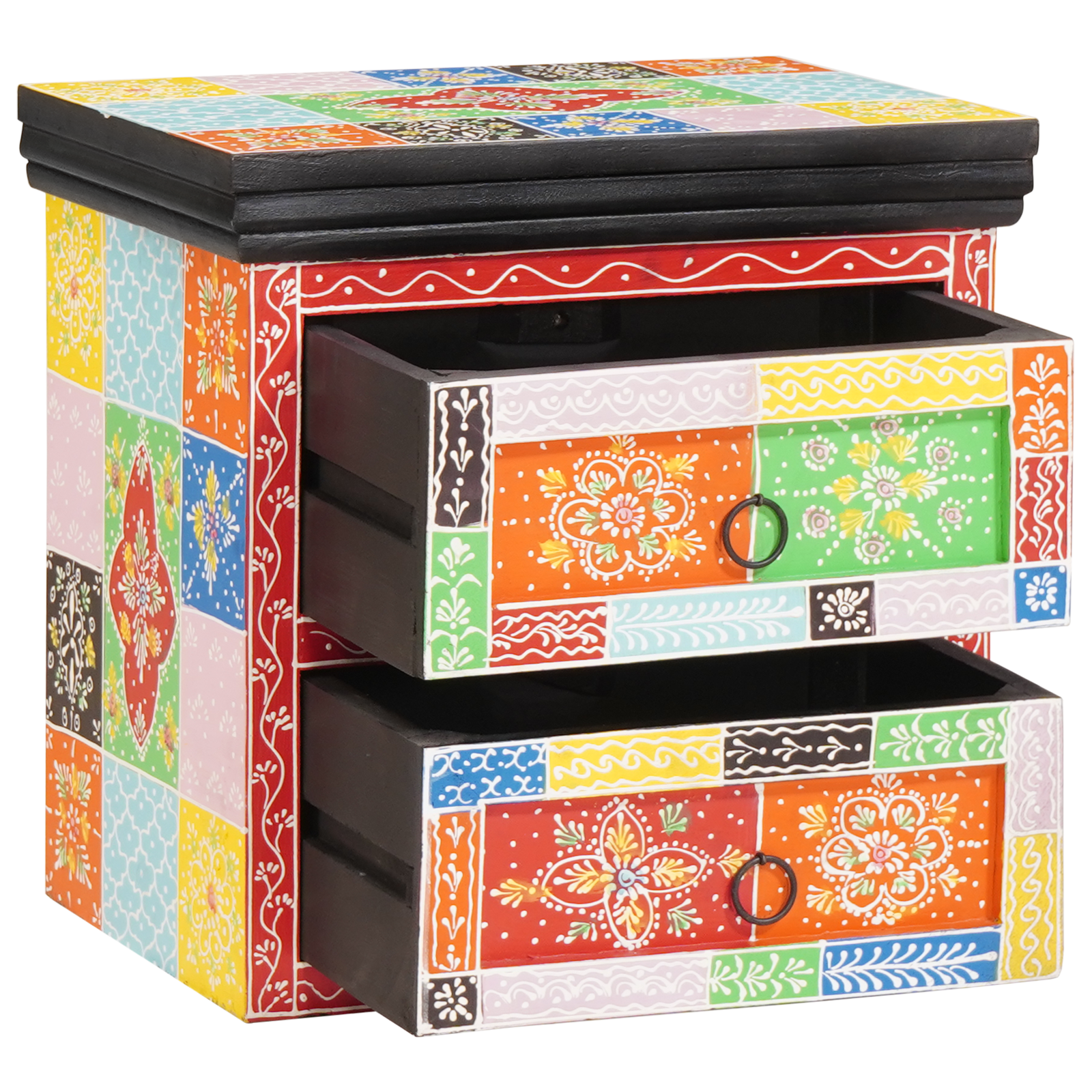 Nattbordskap 2 pcs Flerfarget 40 x 30 x 40 cm Massivt mangotre