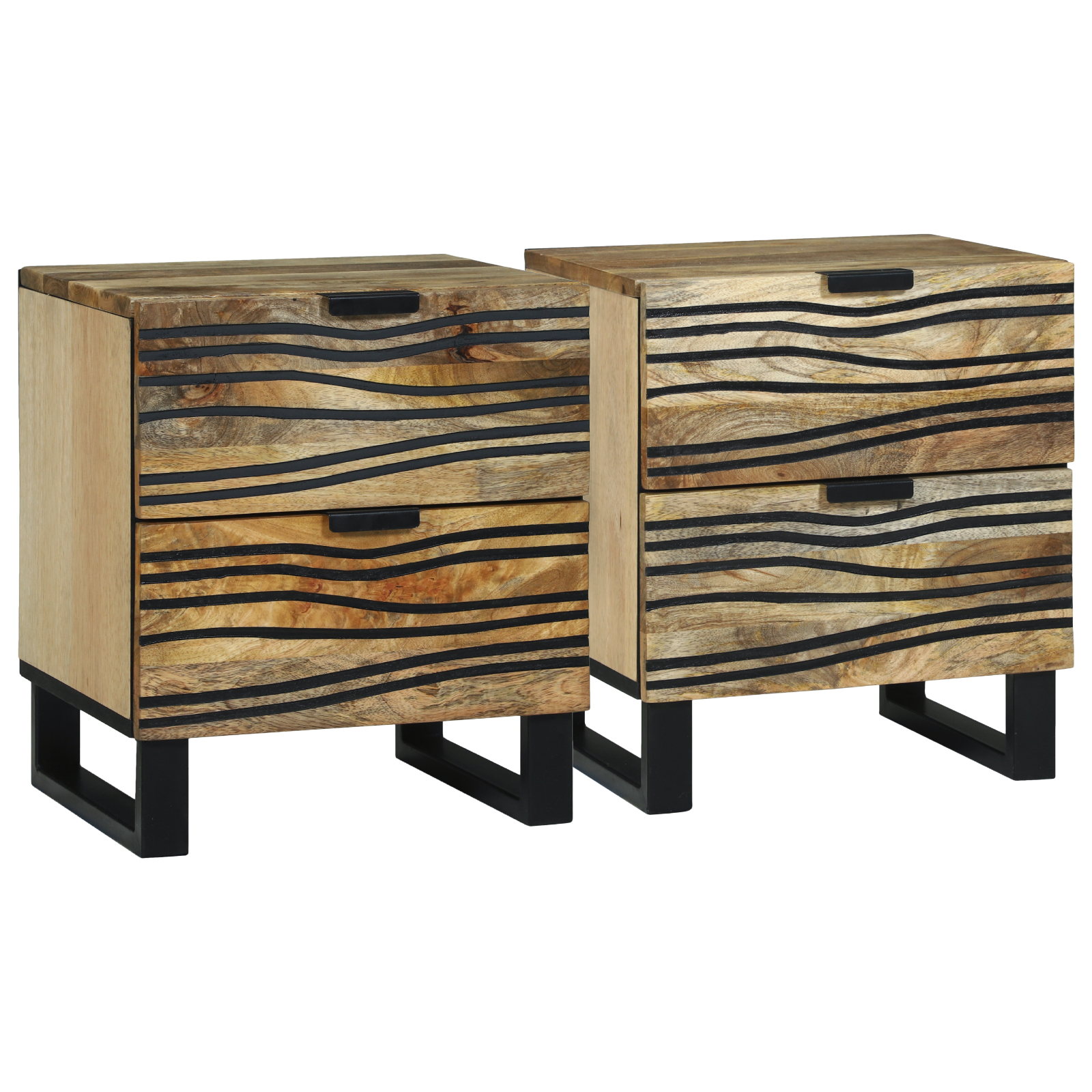 Nattbordskap med skuff 2 pcs Brun 40 x 33 x 46 cm heltre mango