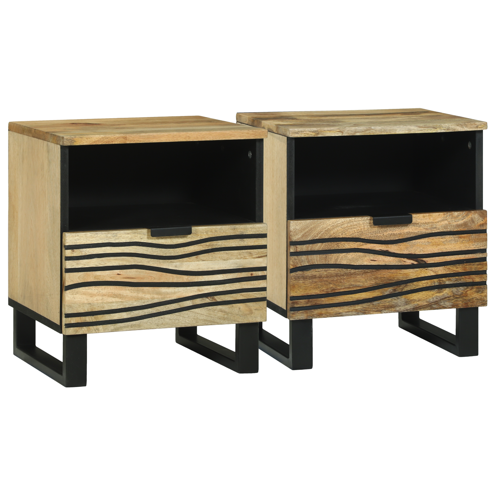 Nattbordskap med skuff 2 pcs Brun 40 x 33 x 46 cm heltre mango