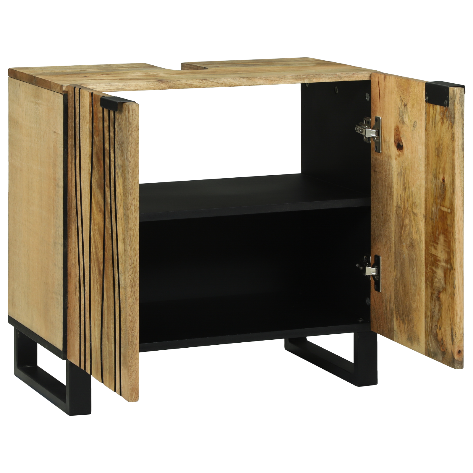 Vaskeskap Brun og svart 62 x 33 x 58 cm Massivt mangotre