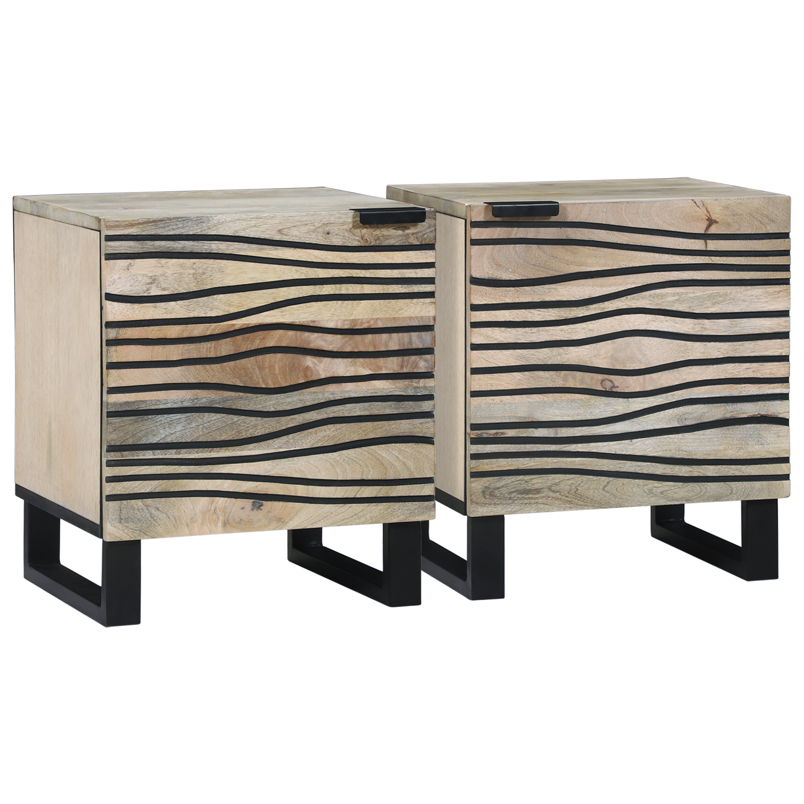Nattbord 2 pcs Naturlig 40 x 33 x 46 cm heltre mango