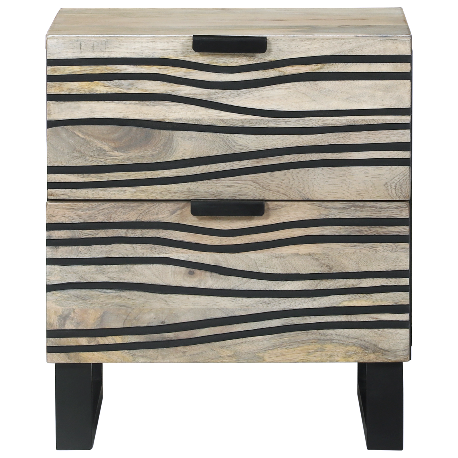 Nattbordskap 2 pcs Hvit og svart 40 x 33 x 46 cm heltre mango