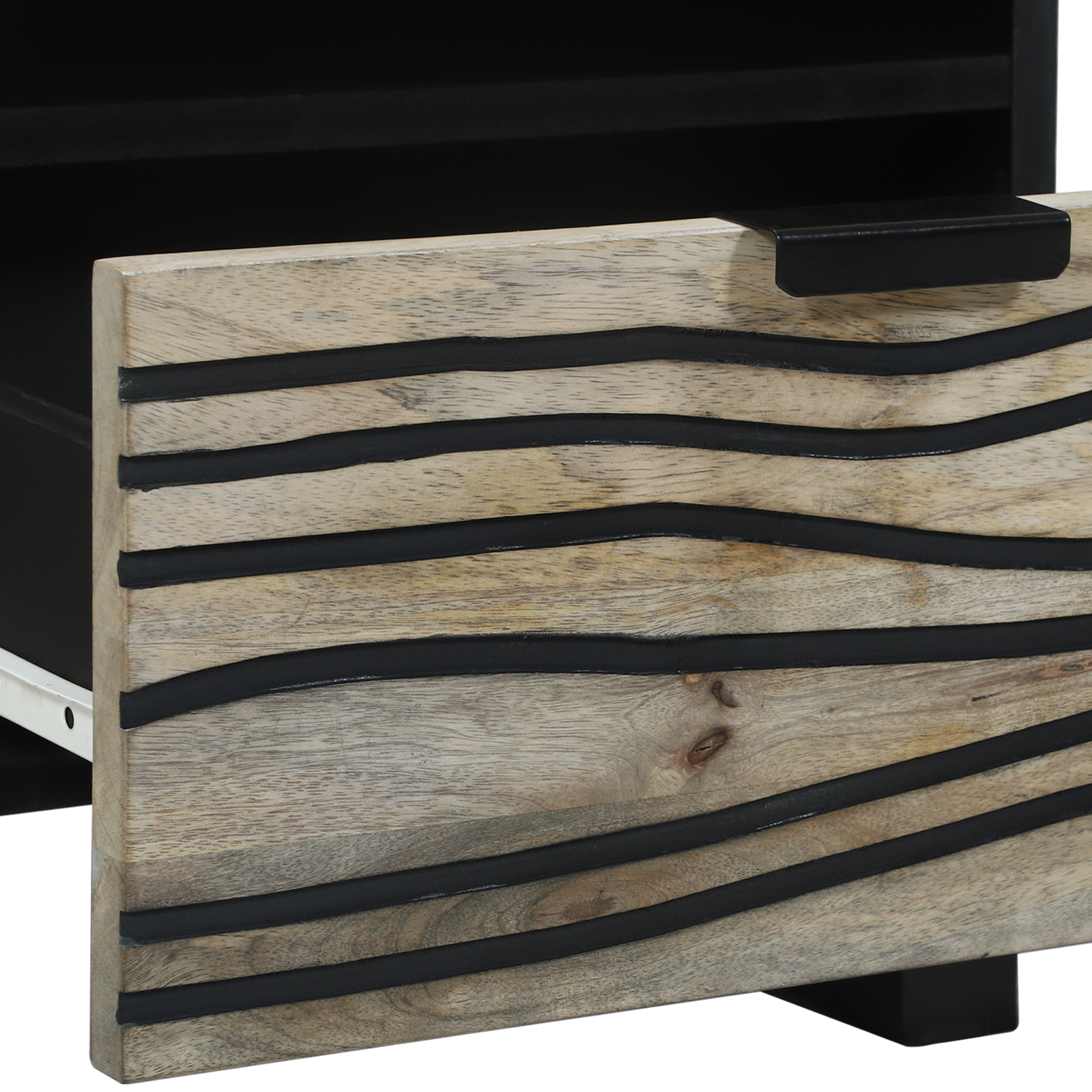 Nattbordskap 2 pcs Hvit og svart 40 x 33 x 46 cm heltre mango