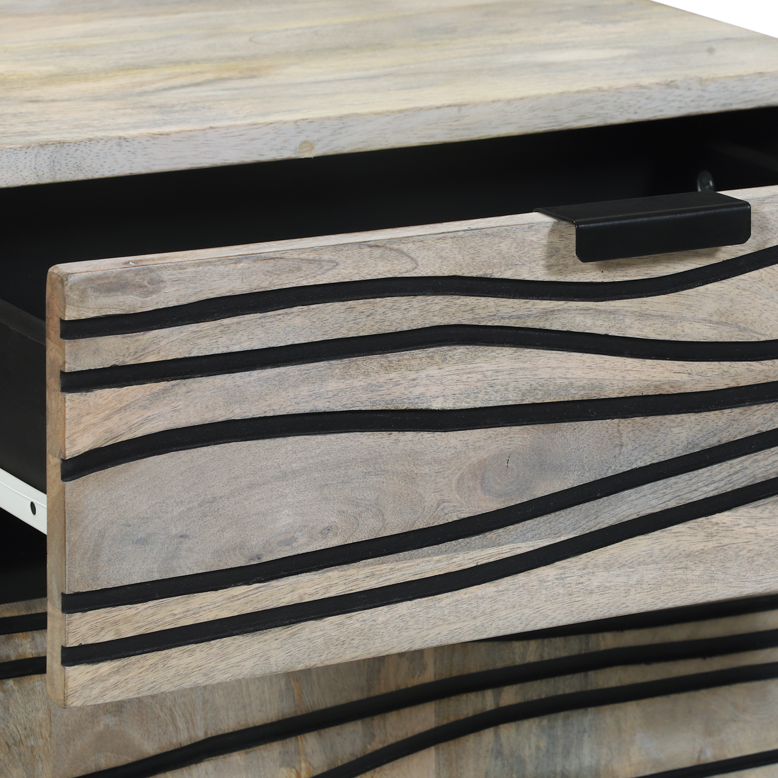 Nattbordskap Hvit og svart 50 x 33 x 60 cm heltre mango