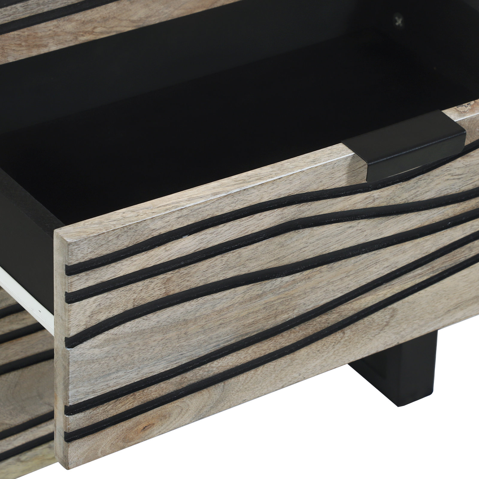 Nattbordskap Hvit og svart 50 x 33 x 60 cm heltre mango