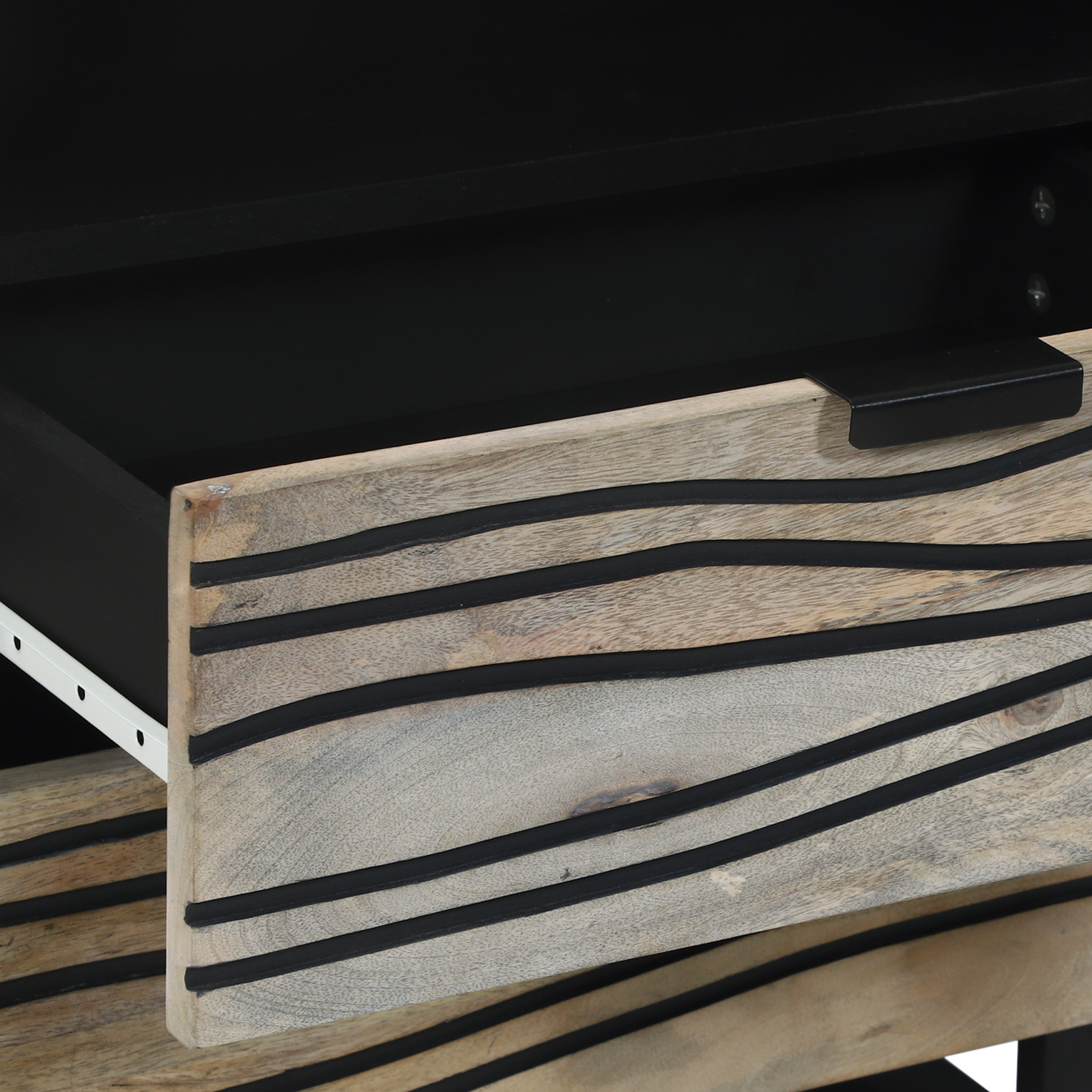 Nattbordskap Hvit og svart 50 x 33 x 60 cm heltre mango