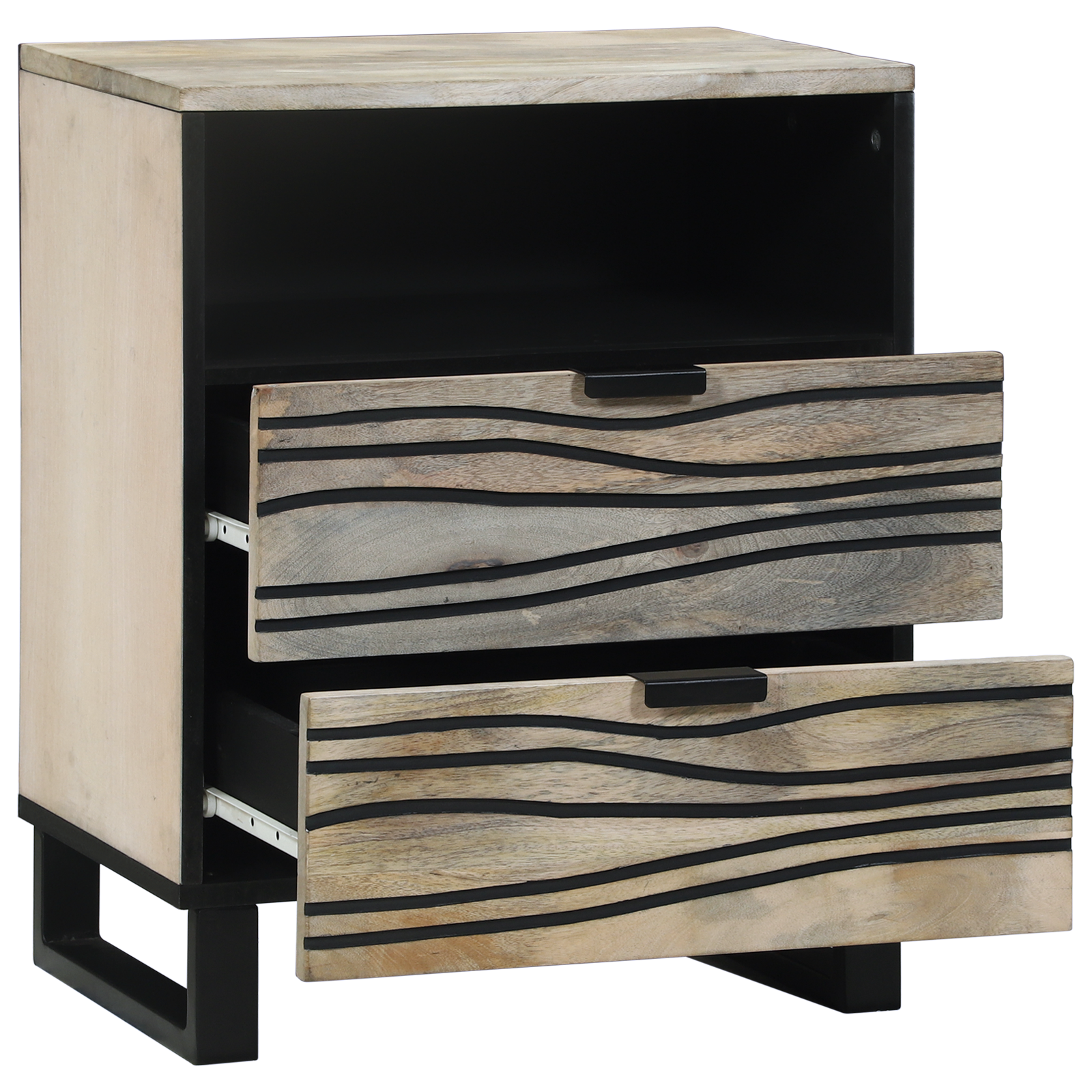 Nattbordskap Hvit og svart 50 x 33 x 60 cm heltre mango