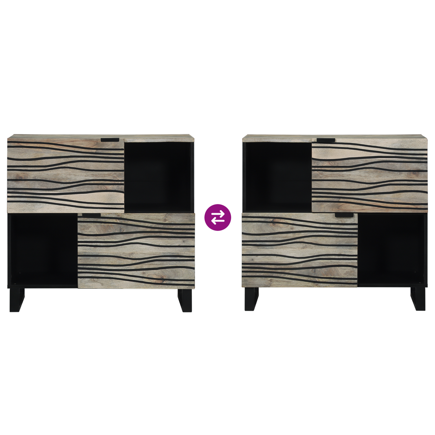 Sideboard Hvit 80 x 33 x 75 cm heltre mango