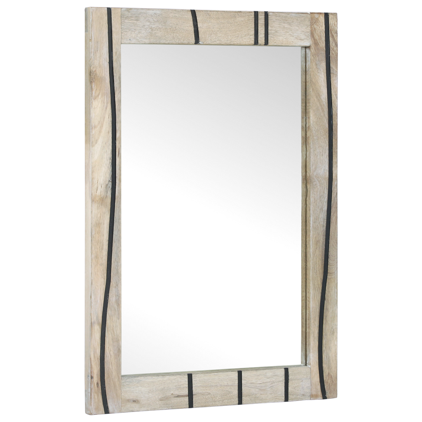 Baderomsspeil Hvit 50 x 2,5 x 70 cm Glass og solid mango tre