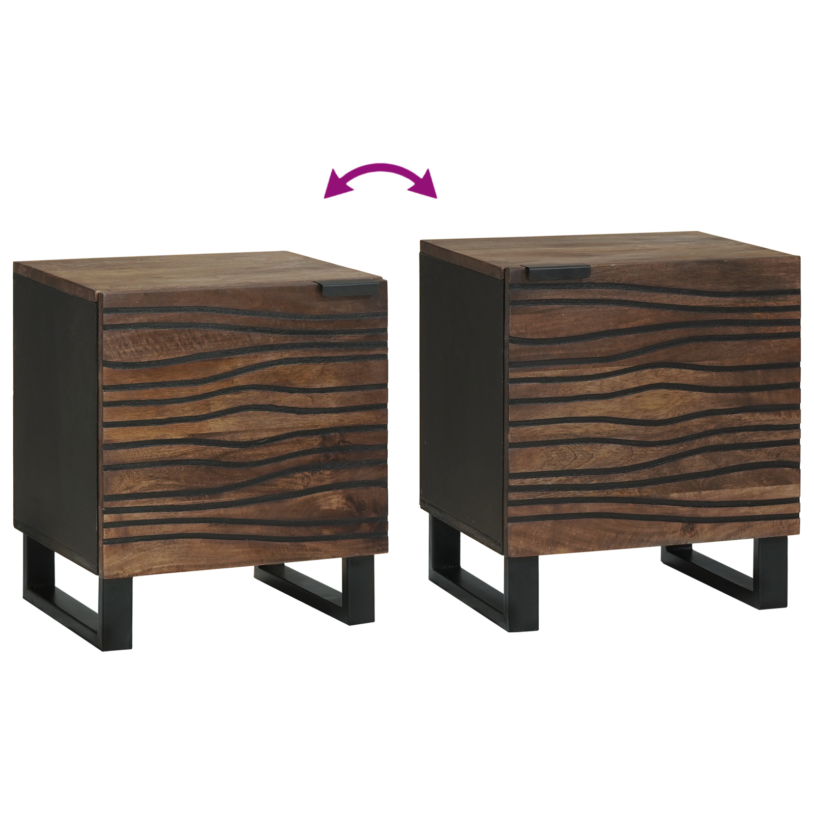 Nattbordskap 2 pcs Valnøtt 40 x 33 x 46 cm heltre mango