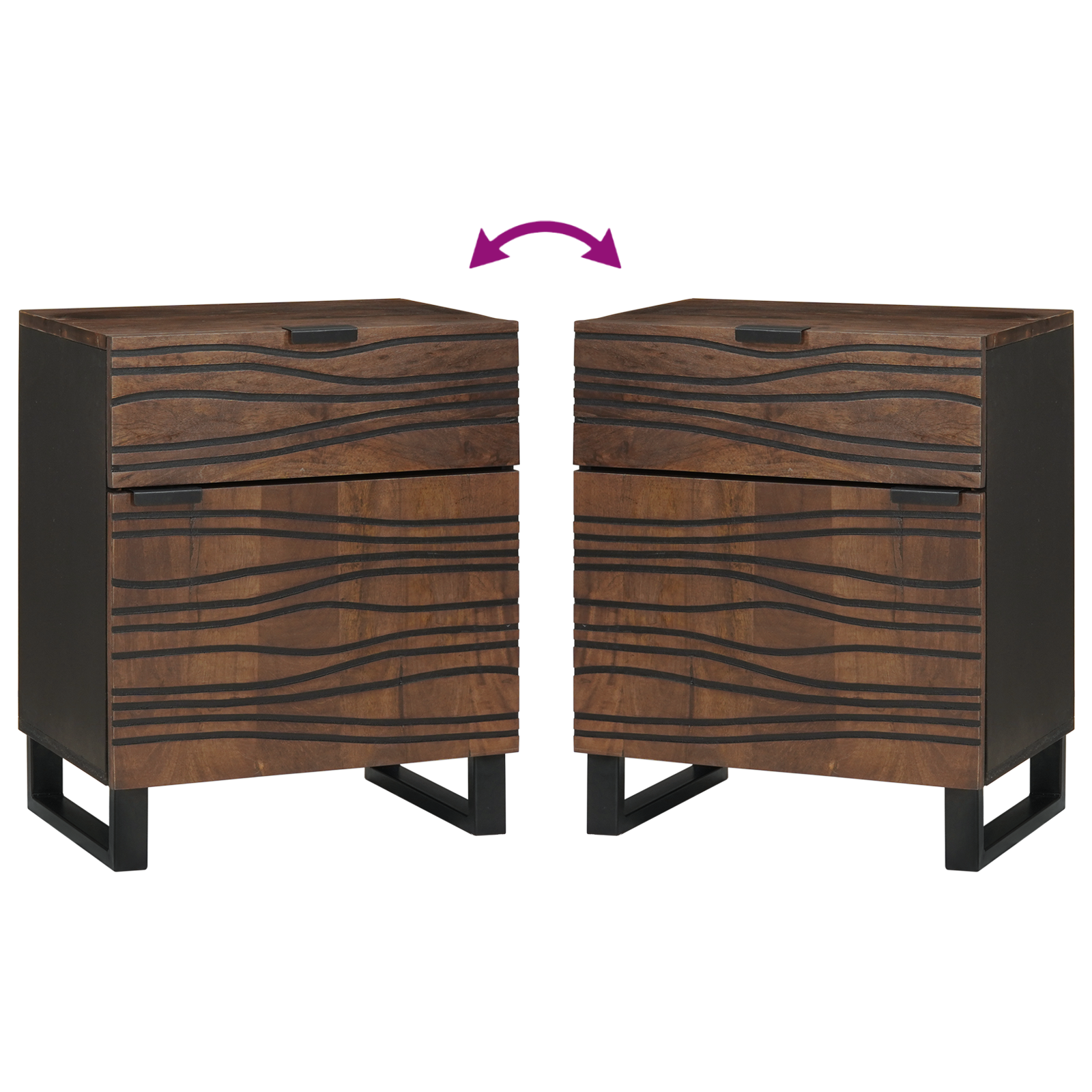 Nattbordskap med skuff Valnøtt 50 x 33 x 60 cm heltre mango