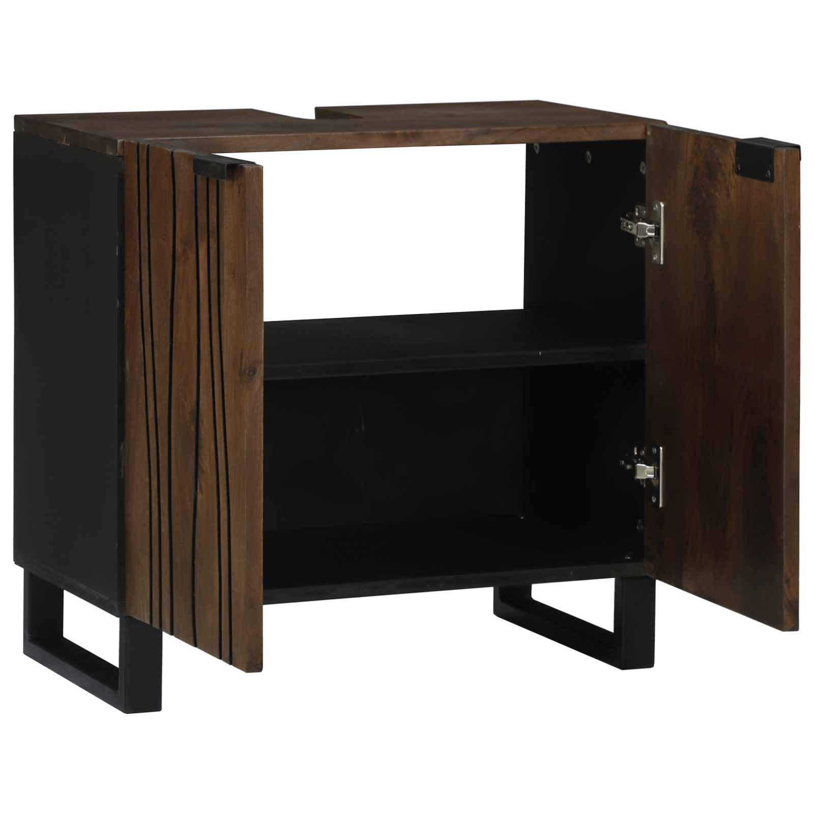 Vaskeskap Brun og svart 62 x 33 x 58 cm Massivt mangotre