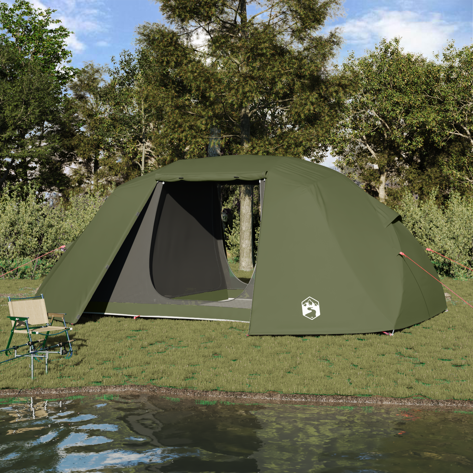 Fisketelt med tak Olivengrønn 514 x 465 x 187 cm Polyester