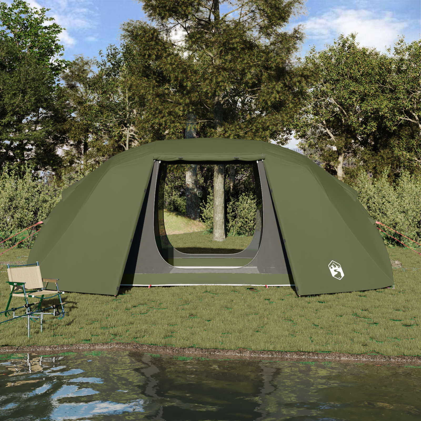 Fisketelt med tak Olivengrønn 514 x 465 x 187 cm Polyester