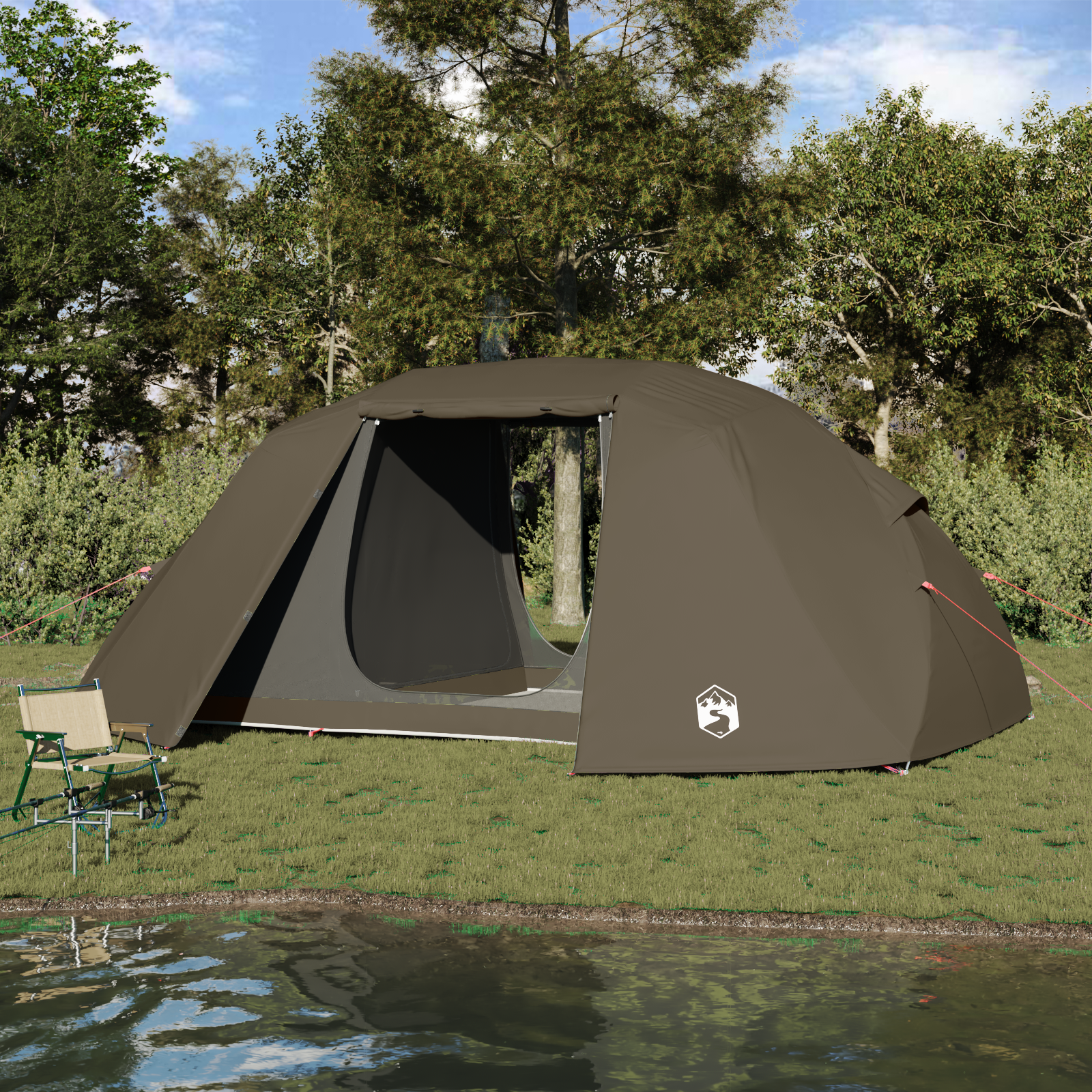 Fisketelt med tak Brun 514 x 465 x 187 cm Polyester