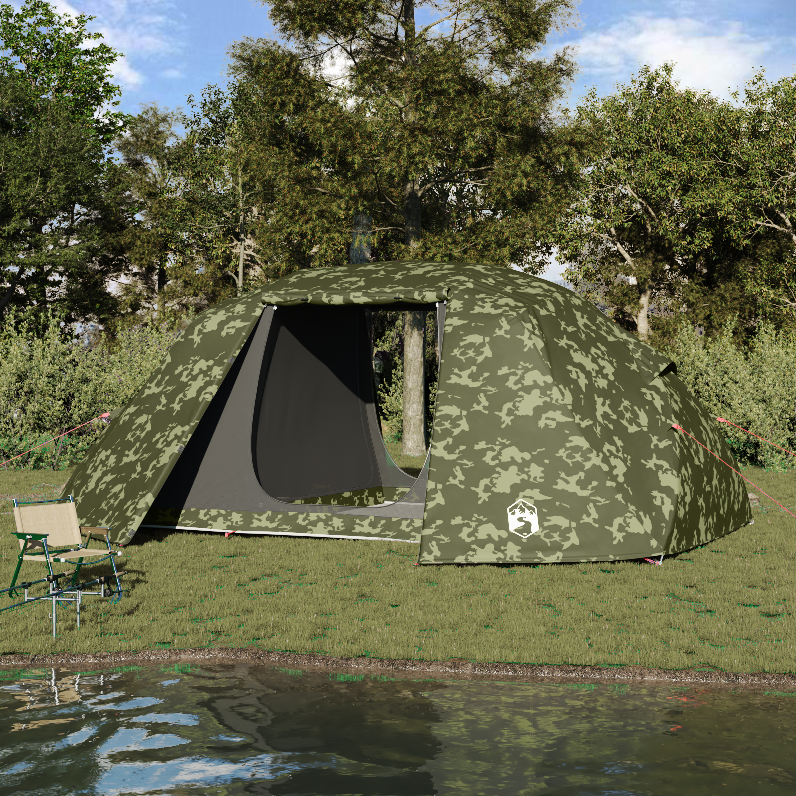 Fisketelt med tak Kamuflasje 514 x 465 x 187 cm Polyester