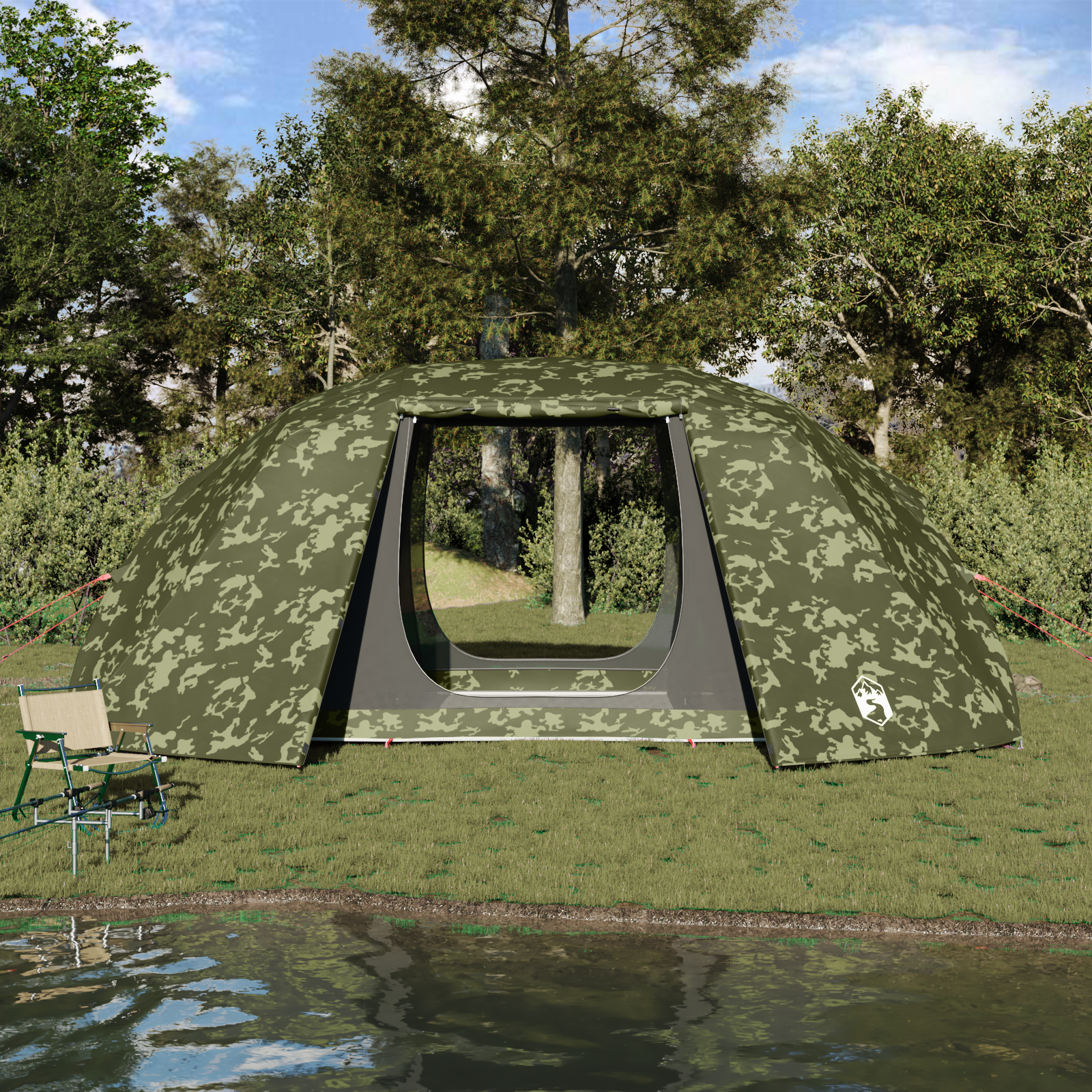 Fisketelt med tak Kamuflasje 514 x 465 x 187 cm Polyester