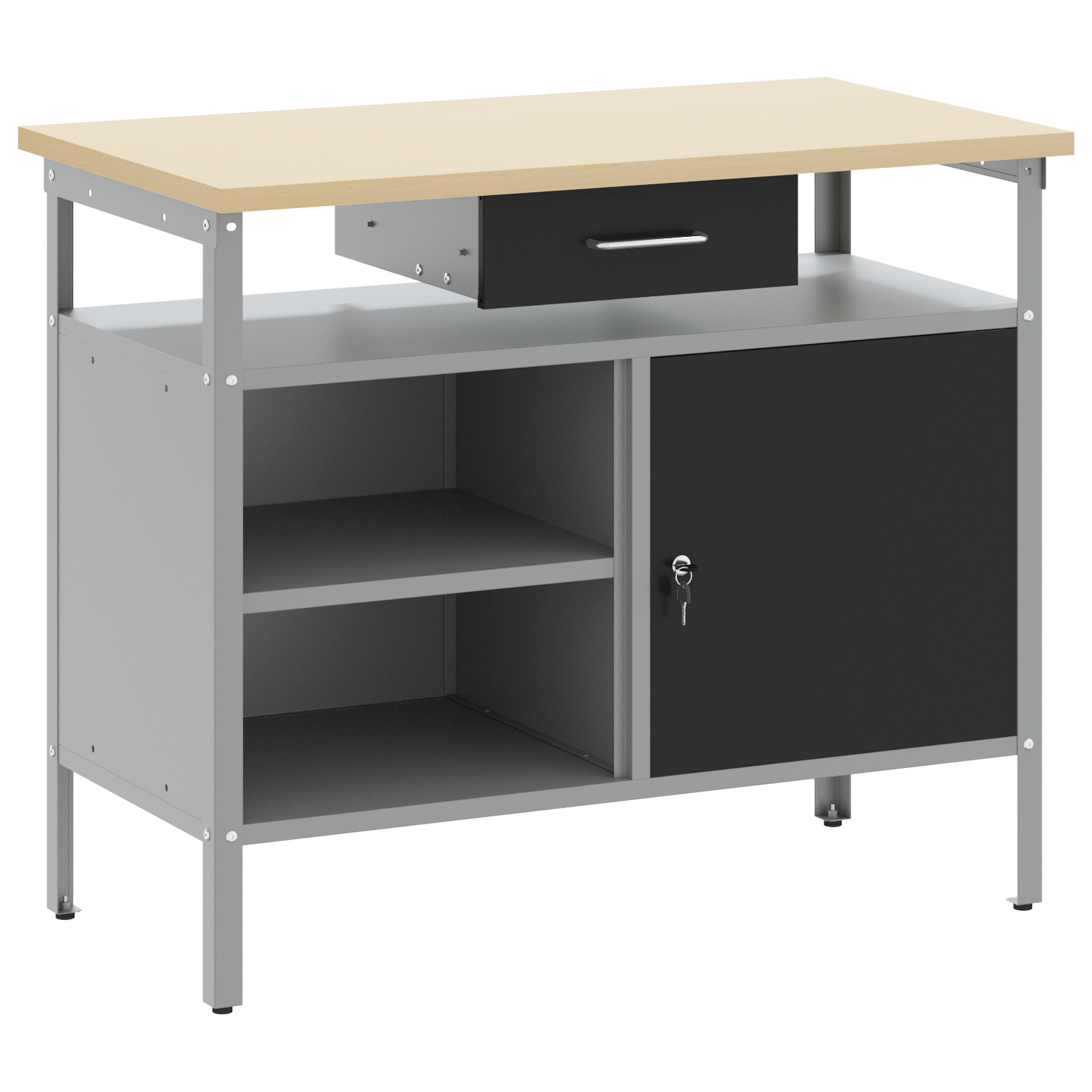 Arbeidsbenk Svart og grå 100 x 55 x 85 cm Pulverlakkert stål