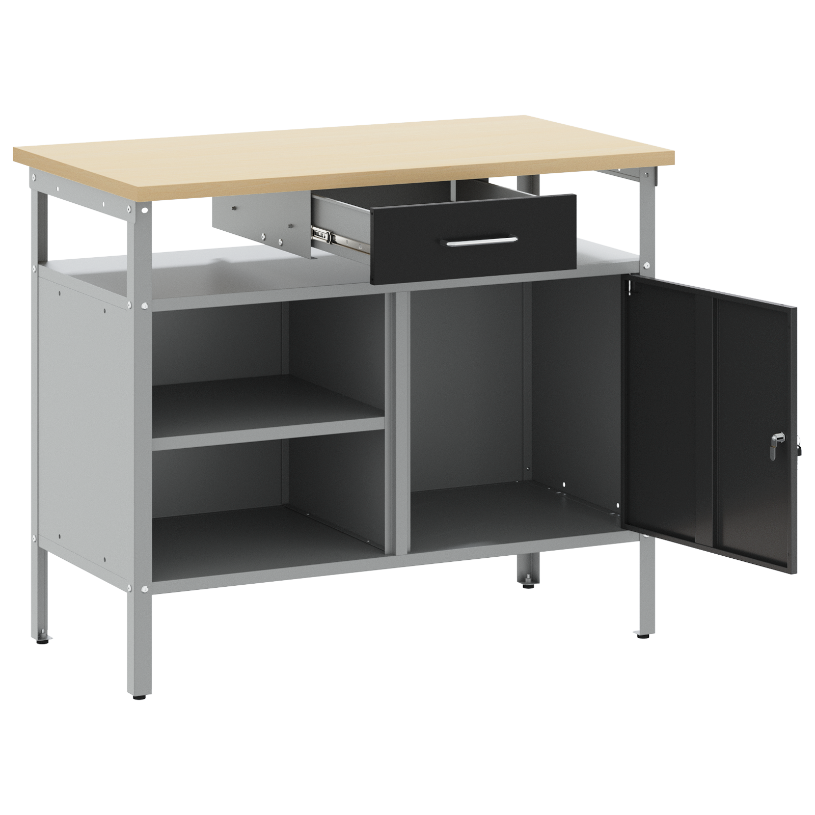 Arbeidsbenk Svart og grå 100 x 55 x 85 cm Pulverlakkert stål