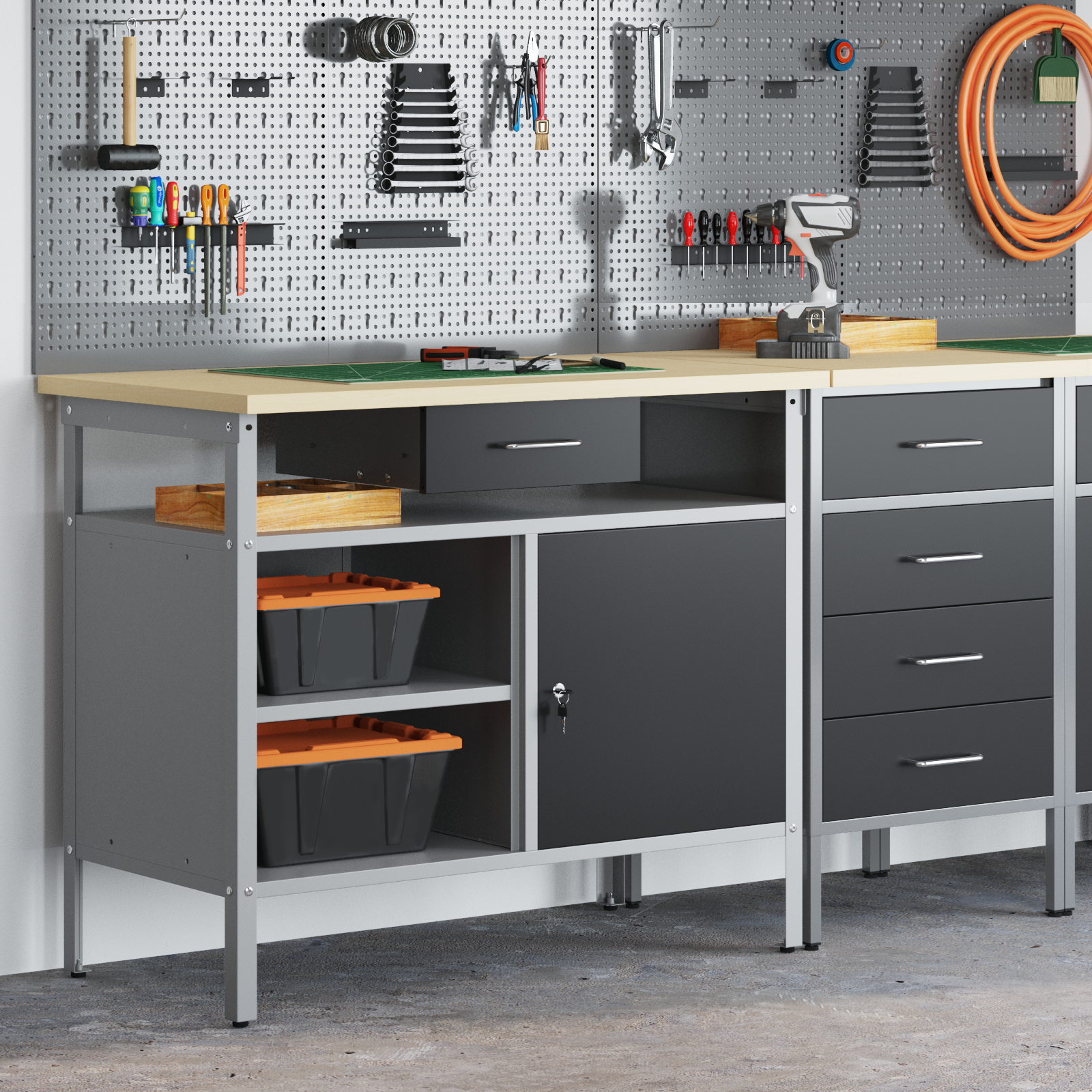 Arbeidsbenk Svart og grå 100 x 55 x 85 cm Pulverlakkert stål
